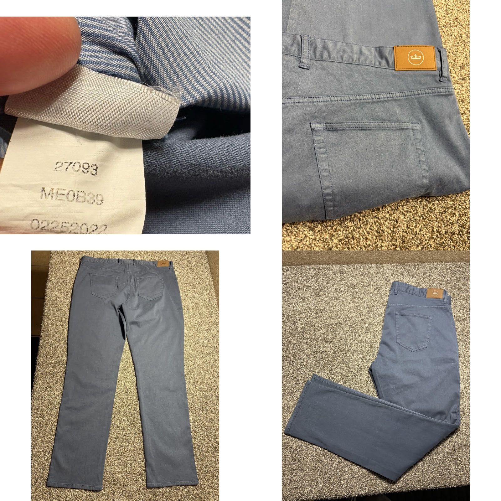Peter Millar Peter Millar Ultimate Sateen Pants Mens 40x35 Blue 5 Pocket Golf ME0B39 Cross-Brand Logo Zipper Flat Front Chino Regular Straight Pant Mens Size US 40 / EU 56 - 8 Thumbnail