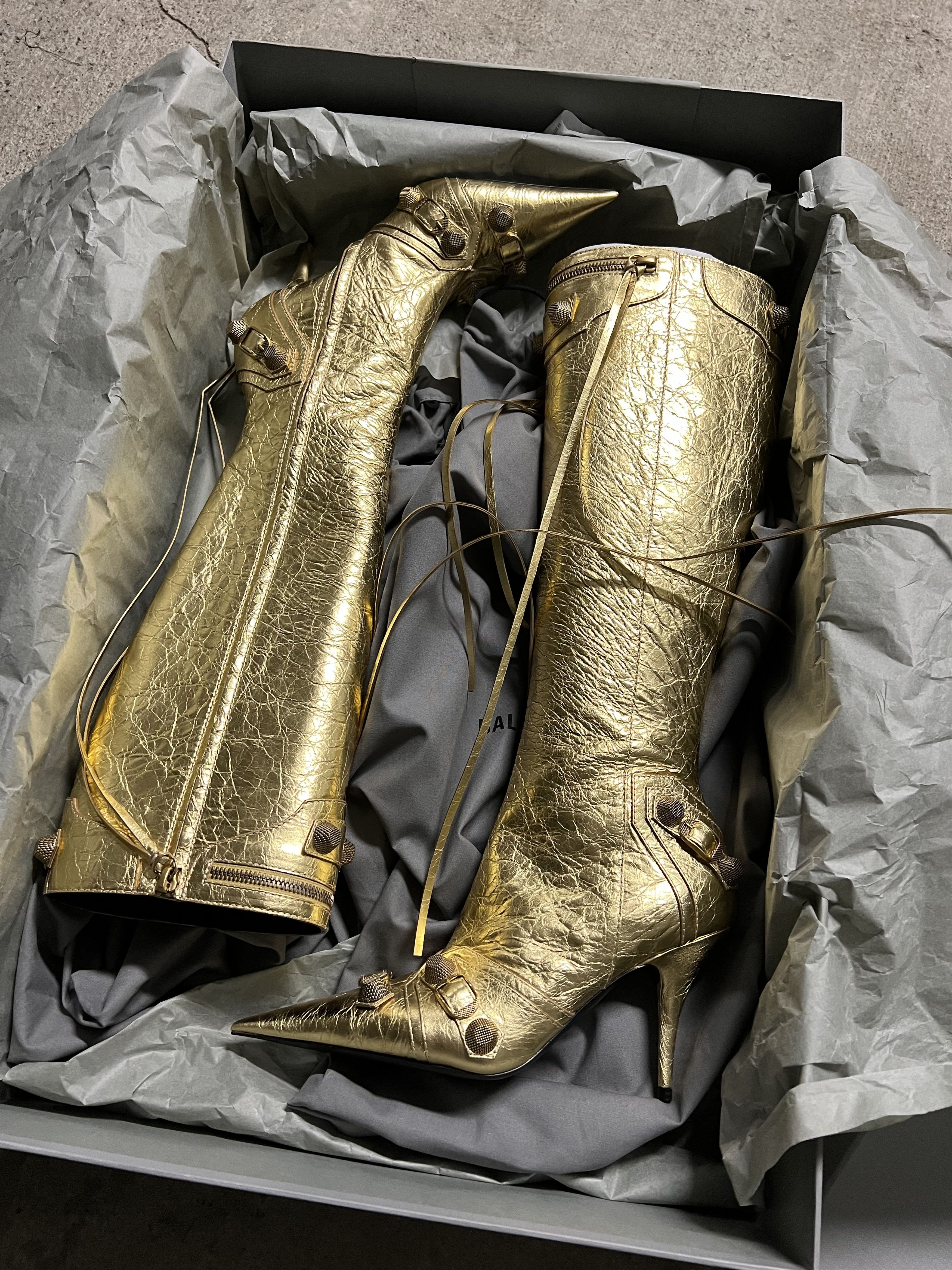 Balenciaga Balenciaga Le Cagole Embellished Gold Heel Boots Size US 8 / IT 38 - 10 Thumbnail