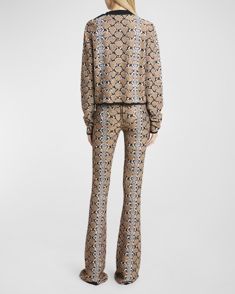 Balmain o1s1wg110825 Python Knit Sweatshirt in Brown Size L / US 10 / IT 46 - 3 Thumbnail