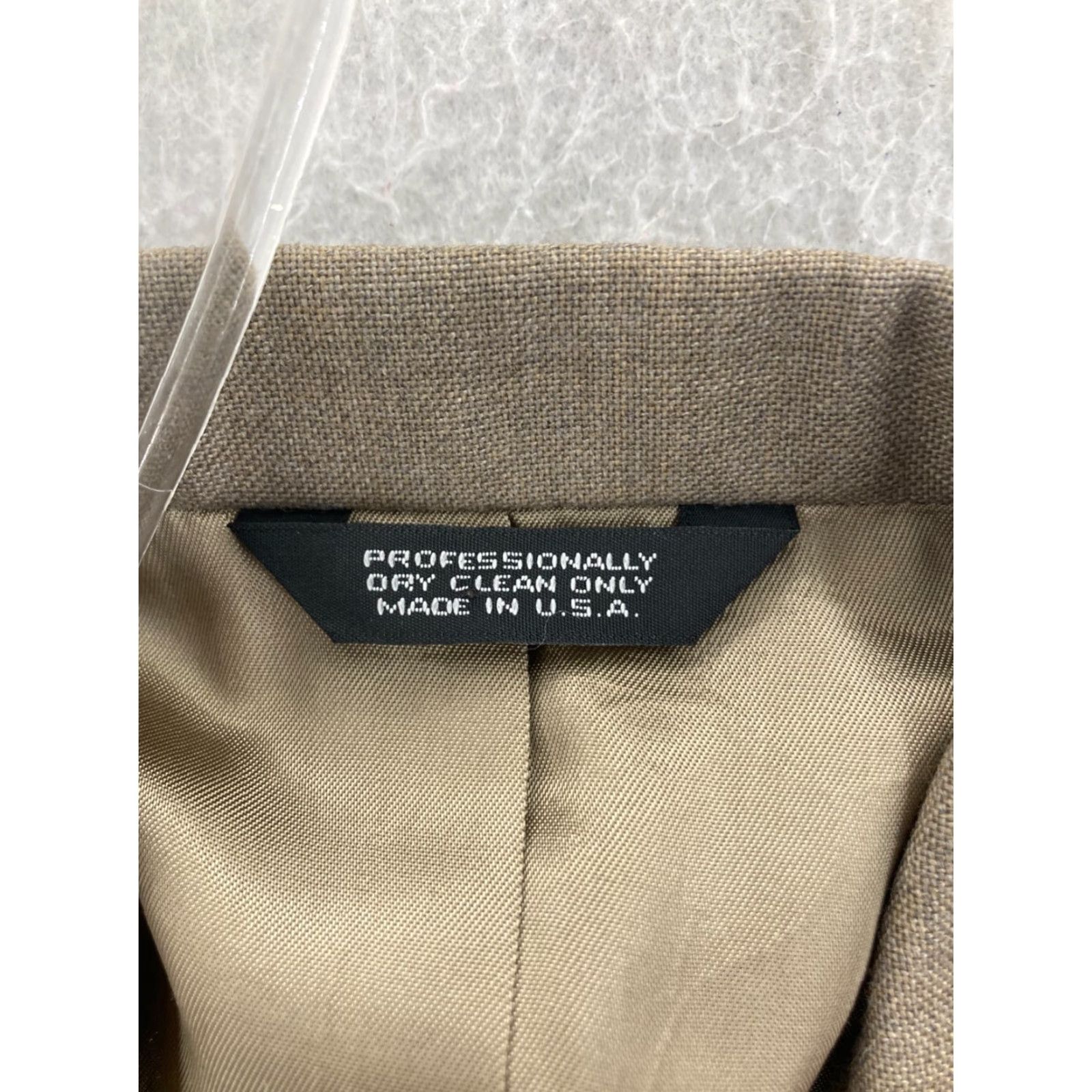 Vintage VINTAGE Wall Street Collection Blazer Mens 42 L Beige Jersey 2-Button Notch Lapel Long Sleeve Single-Breasted USA Made 90s Sport Theme Mens Size 42R - 5 Thumbnail