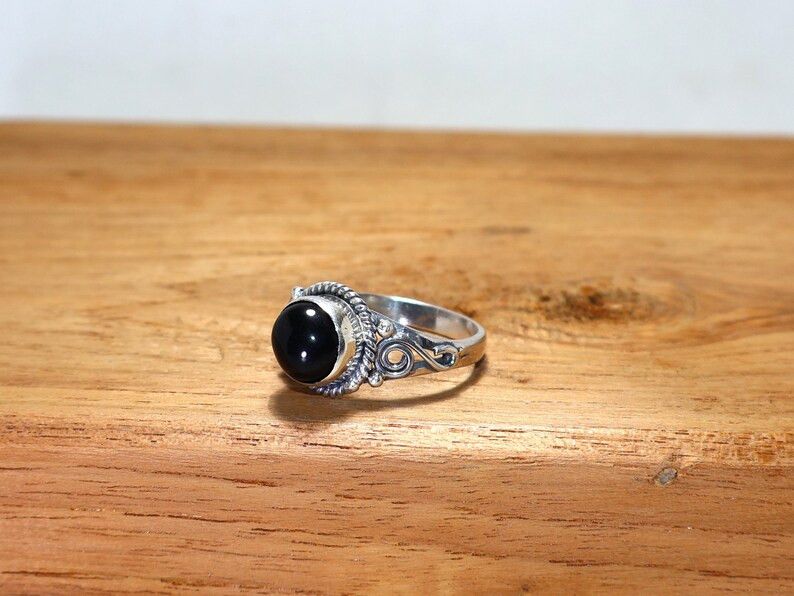 Handmade Black Onyx 925 Sterling Silver Ring: Handmade Boho Jewelry Size ONE SIZE - 4 Thumbnail