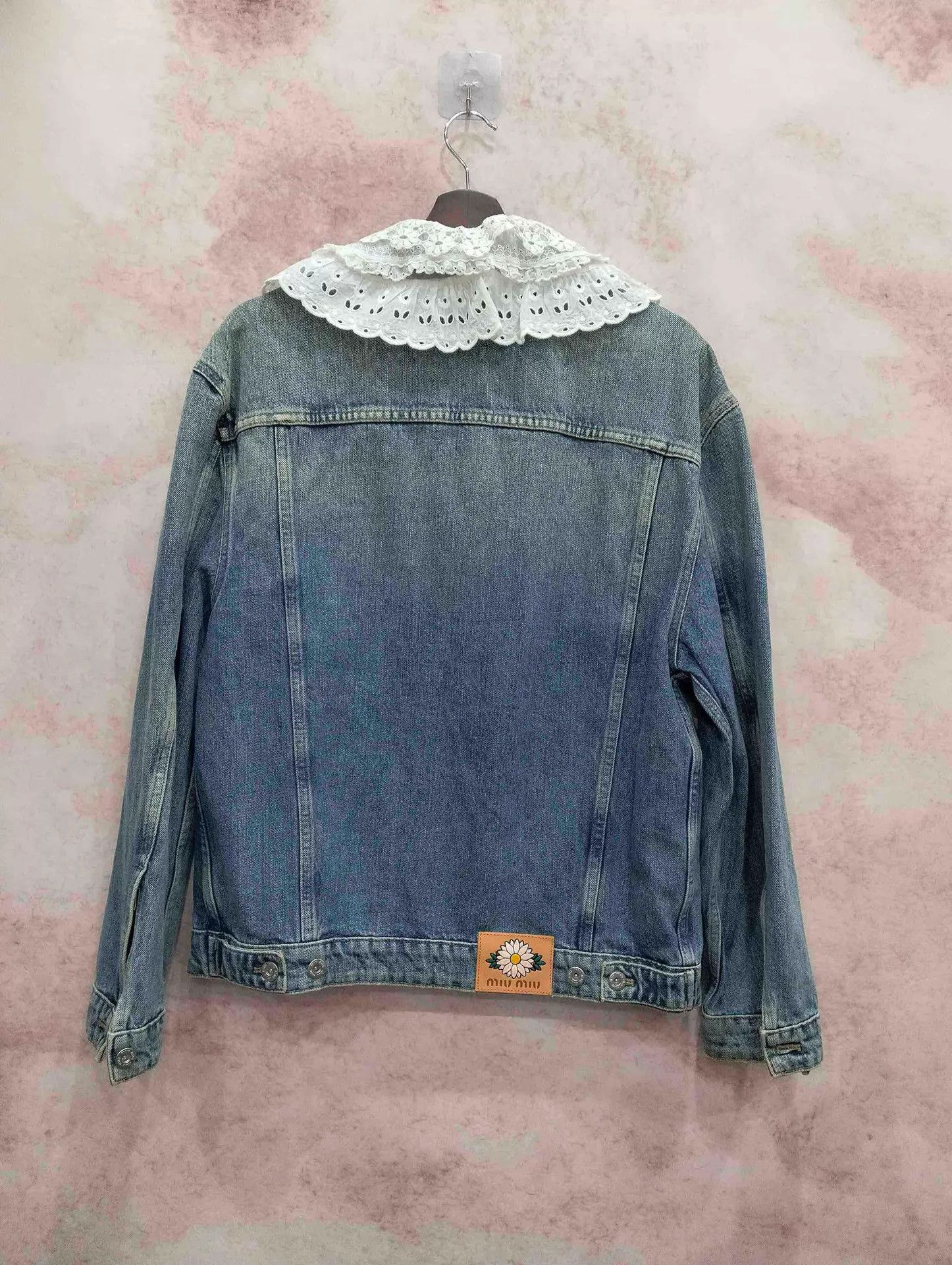 Miu Miu MIU MIU Women's Lace Petal Collar Denim Jacket 40 Size S / US 4 / IT 40 - 2 Thumbnail