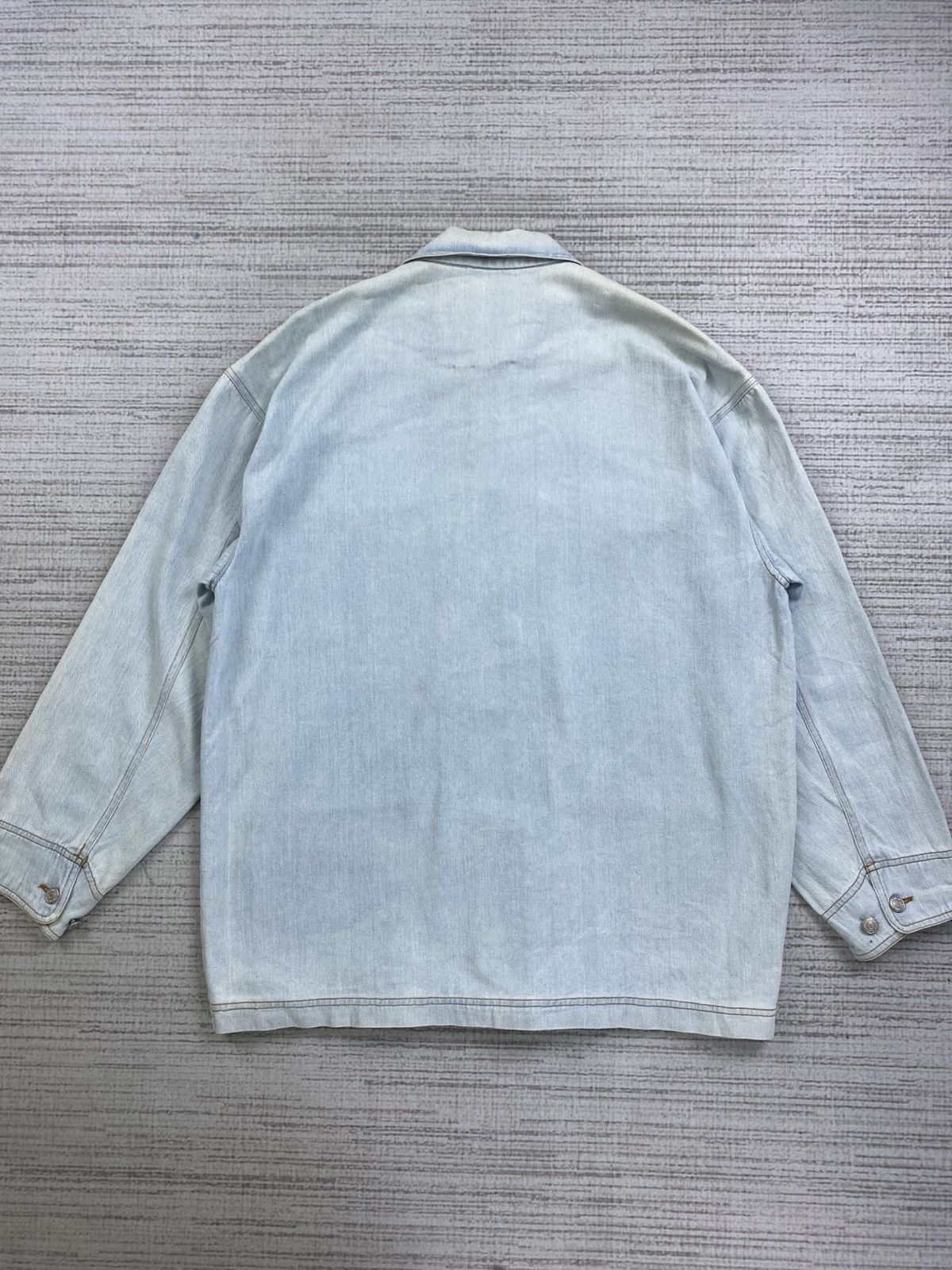 Japanese Brand × Vintage Vintage 80s Warlock Wash Denim Chore Jacket Size US L / EU 52-54 / 3 - 2 Thumbnail