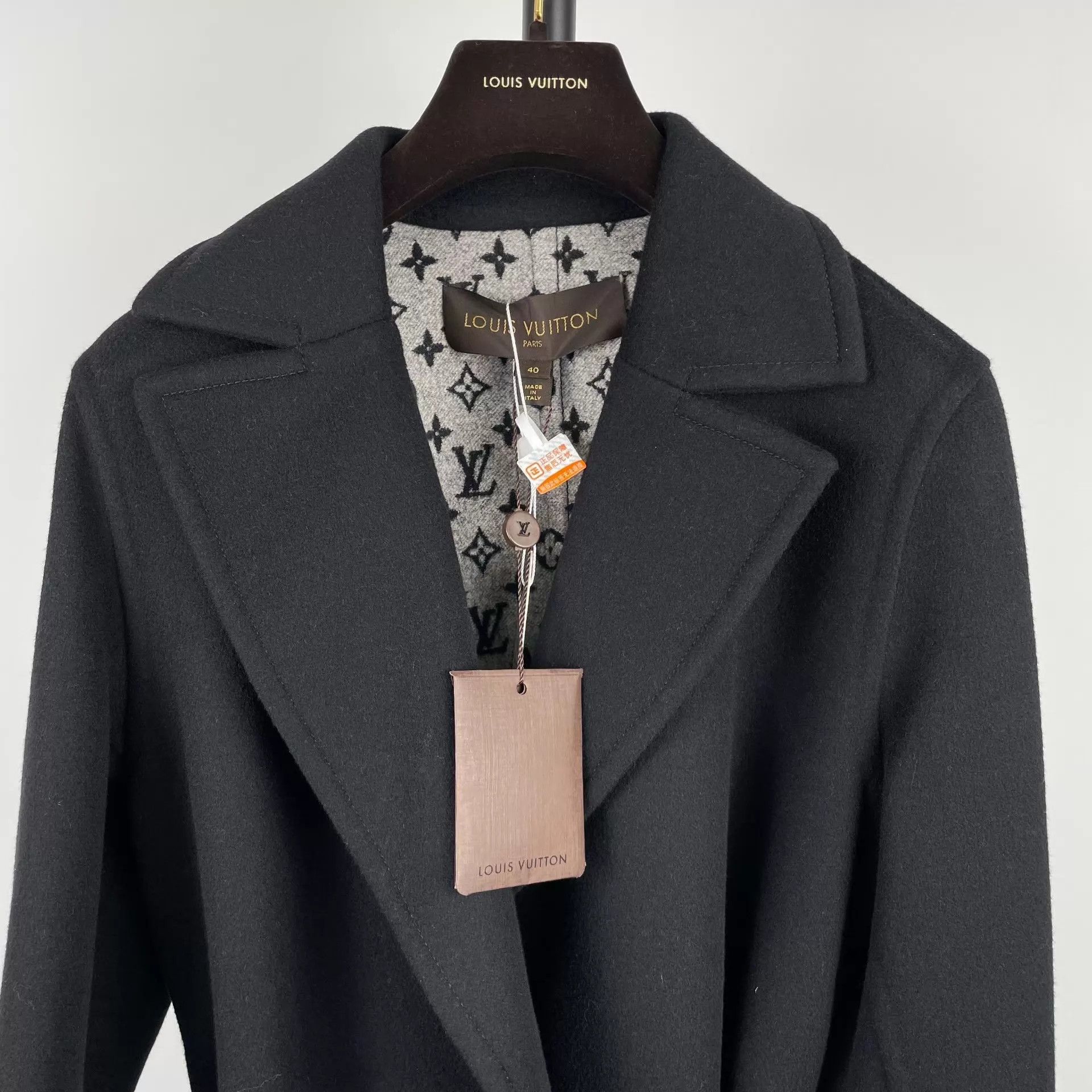 Louis Vuitton LV Black WoolCoat Full Print Lining New Tags 40 Size M / US 6-8 / IT 42-44 - 9 Thumbnail