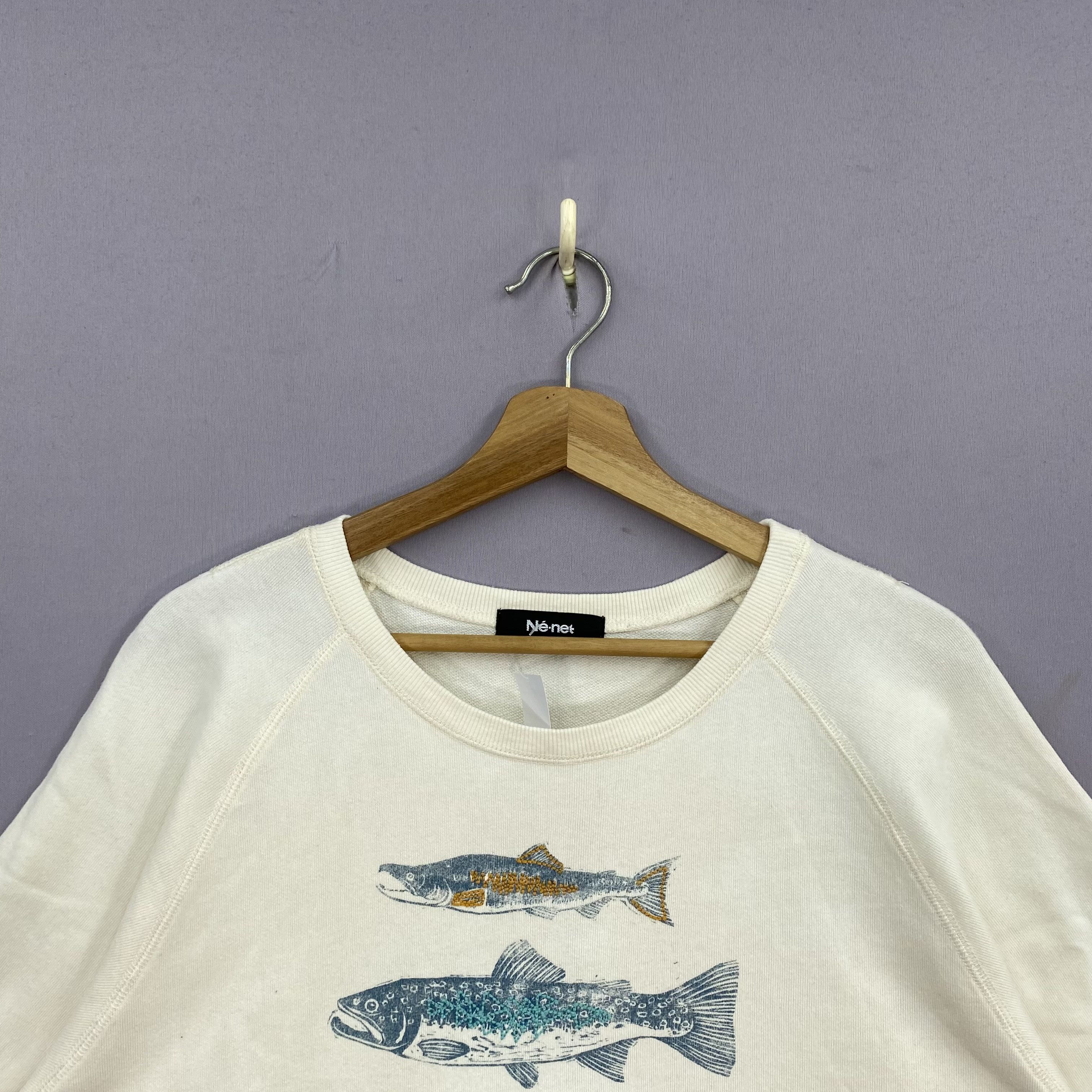 Issey Miyake Vintage Ne-net Sweater Japanese Designer Salmon Fish Print Size US L / EU 52-54 / 3 - 3 Thumbnail