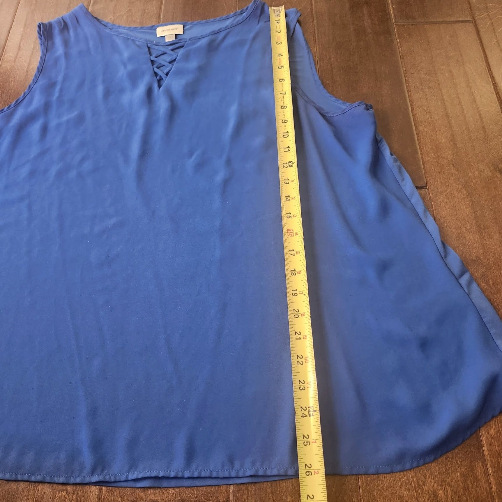 Avenue Avenue Blouse Sleeveless Lace Up Blue 18/20 Plus Size Women Size XXL / US 16-18 / IT 52-54 - 6 Thumbnail