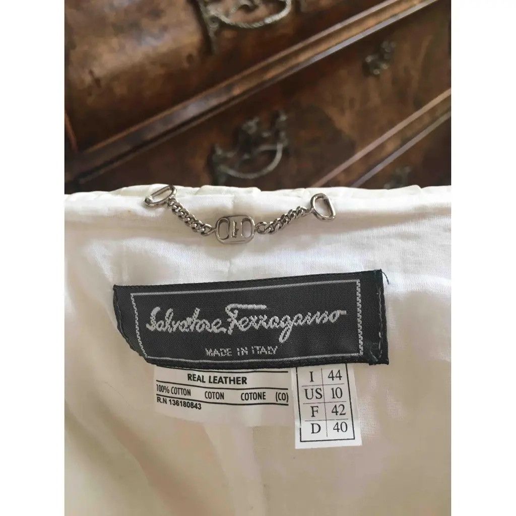 Salvatore Ferragamo Salvatore Ferragamo white leather biker jacket blazer Size M / US 6-8 / IT 42-44 - 14 Thumbnail