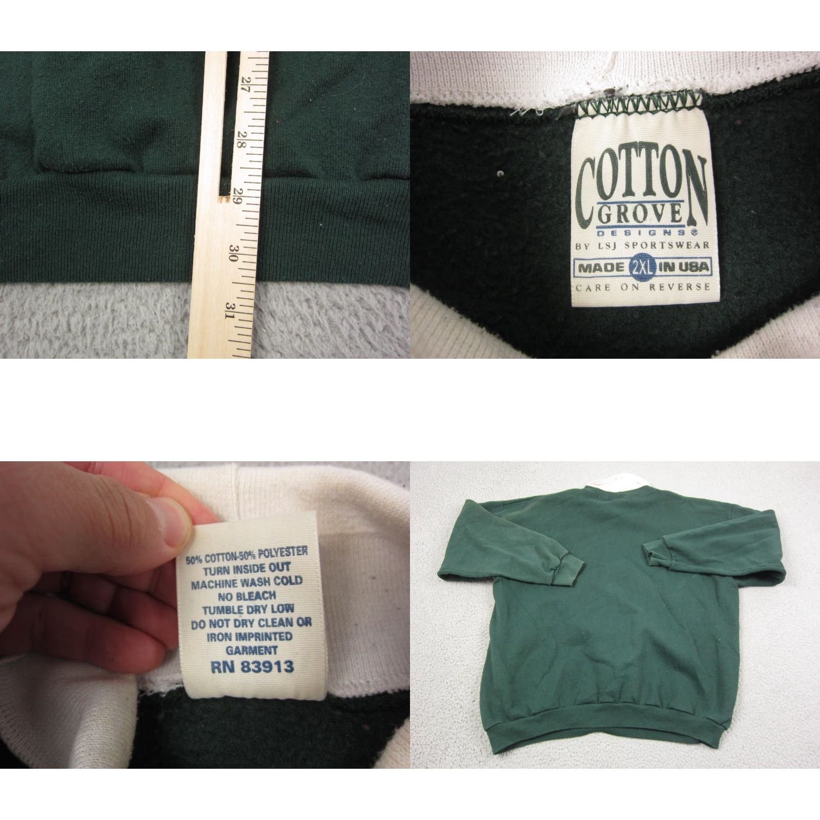 Vintage VINTAGE Cotton Grove Sweatshirt Mens 2XL 2XL Green 90s Autumn Made in USA Outdoor 90s Size US XXL / EU 58 / 5 - 8 Thumbnail