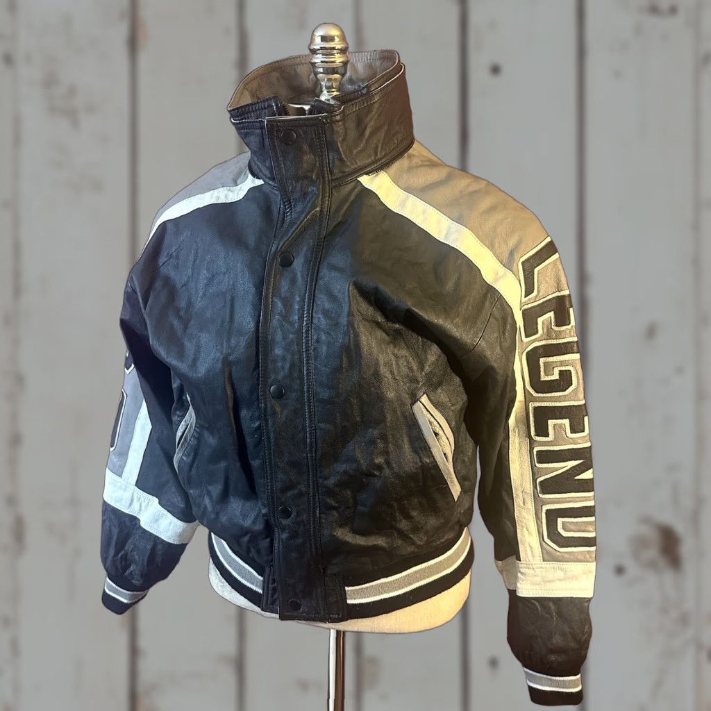 Vintage I.O.U. Legend Leather Shell Racing Jacket Full Zip Button Gray White Black Men S Size US S / EU 44-46 / 1 - 1 Thumbnail
