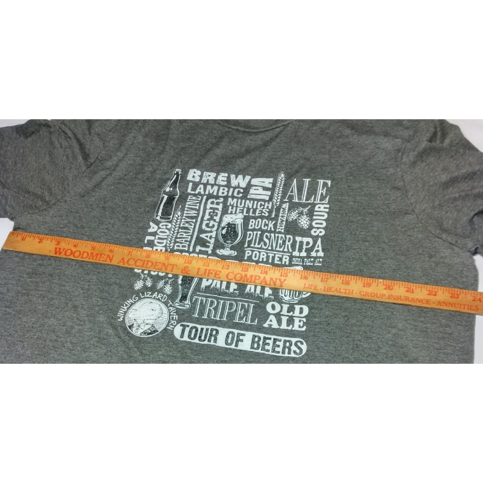 Vintage Winking Lizard Tavern Tour of Beers Shirt Men 2XL District Gray Short Sleeve Crew Neck T-Shirt Beer Ohio Gift Size US XXL / EU 58 / 5 - 6 Thumbnail