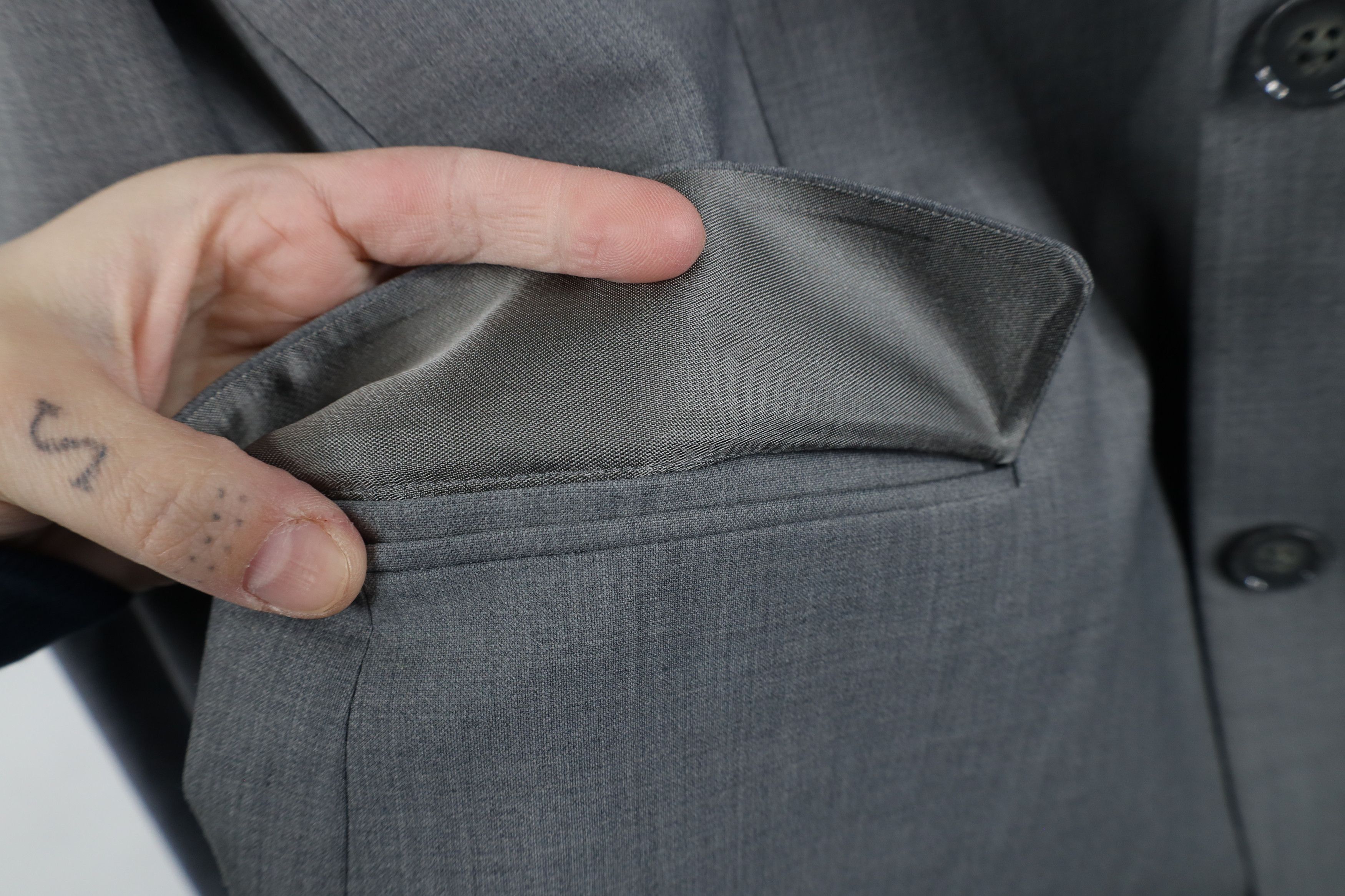 Express × Vintage Express Stretch+ Chambray 2 Button Suit Coat Jacket Gray Size US XXL / EU 58 / 5 - 7 Thumbnail