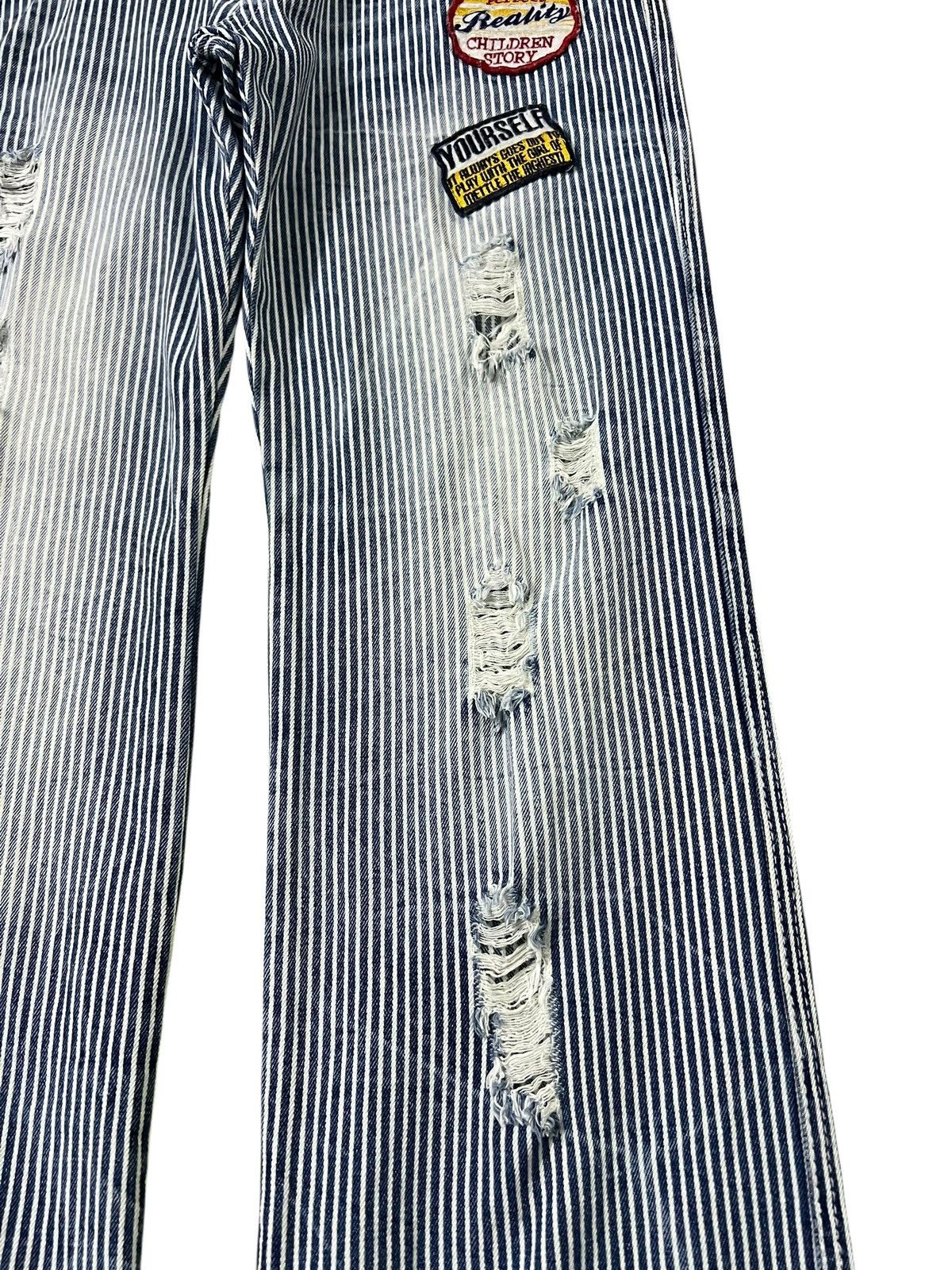 Japanese Brand 💥Double Waist💥Colza Distress Hickory Patchwork Jean Size US 32 / EU 48 - 9 Thumbnail