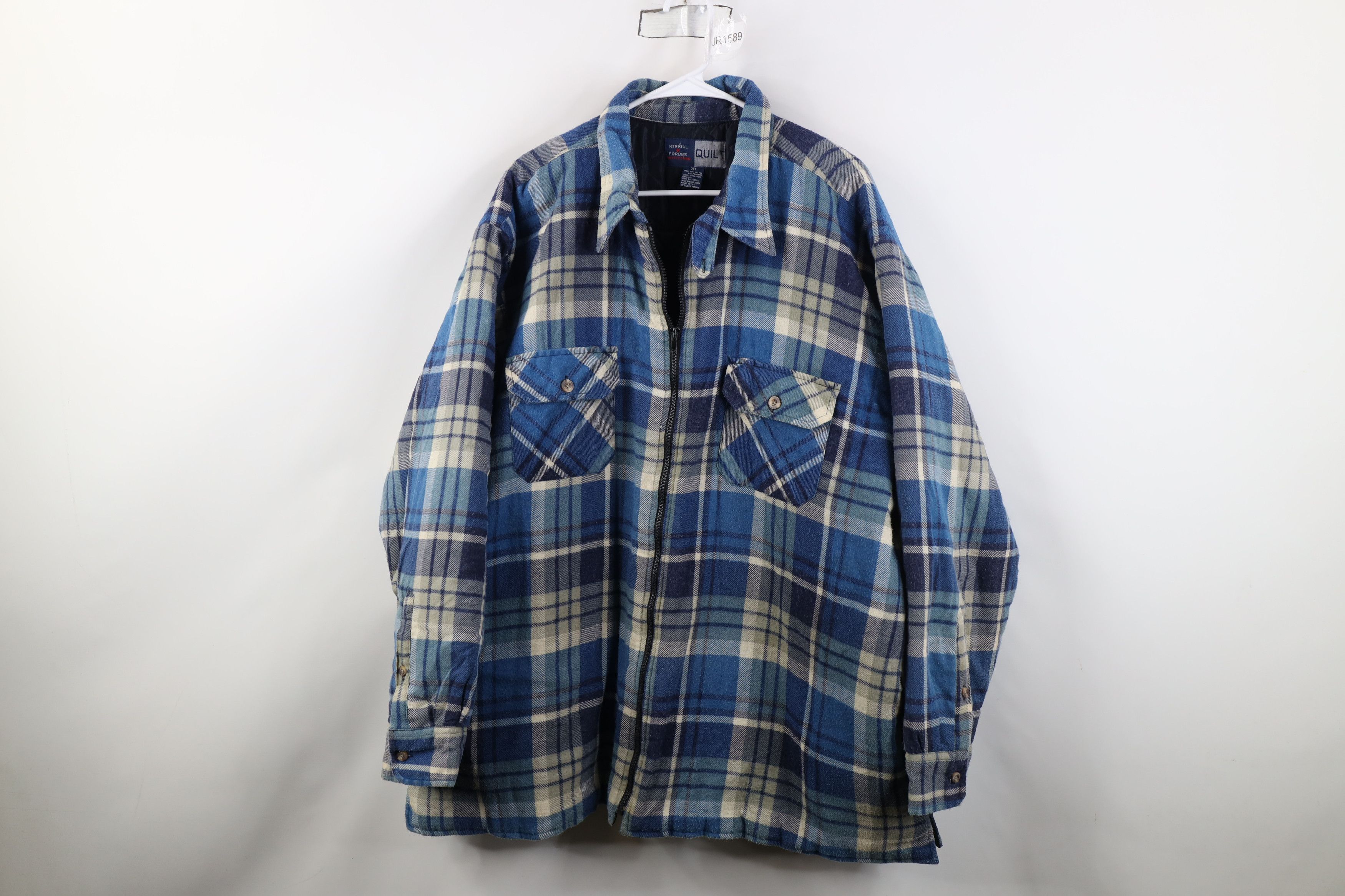 Vintage Vintage 90s Streetwear Flannel Full Zip Shirt Jacket Plaid Size US XXL / EU 58 / 5 - 1 Thumbnail