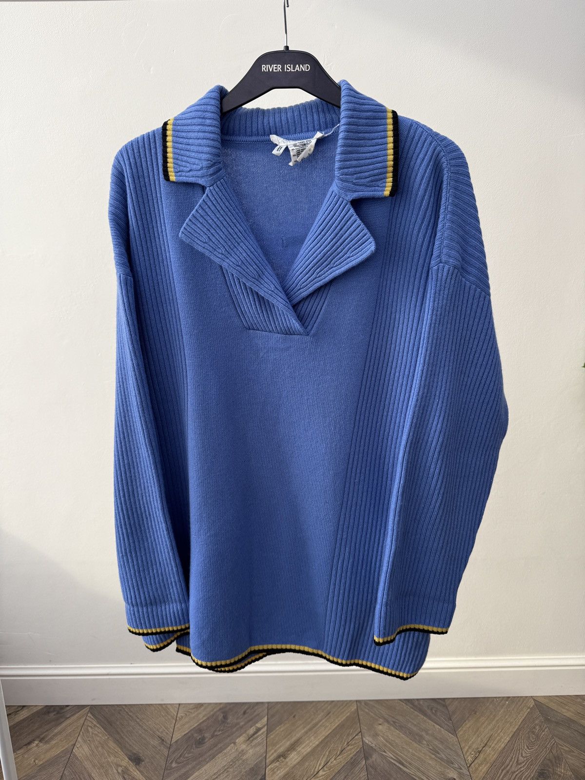 Escada Vintage ESCADA Blue Ribbed Knit Sweater Polo Collar Women Size M / US 6-8 / IT 42-44 - 1 Thumbnail