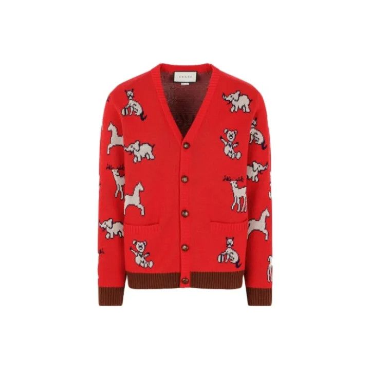 Gucci Animal Pattern Wool Knit Sweater