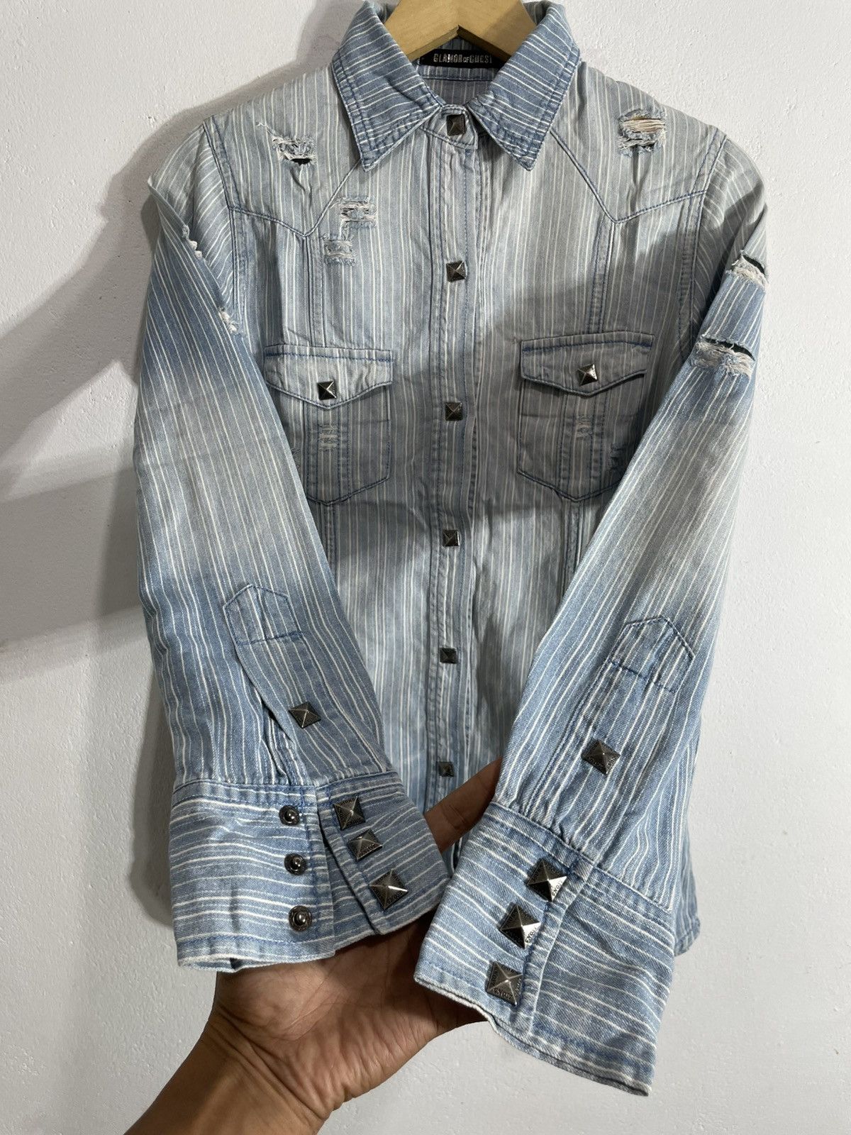 If Six Was Nine STUDED RIPPED DISTRESSED SHIRT IFSIXWASNINE PUNK STYLE Size US S / EU 44-46 / 1 - 5 Thumbnail