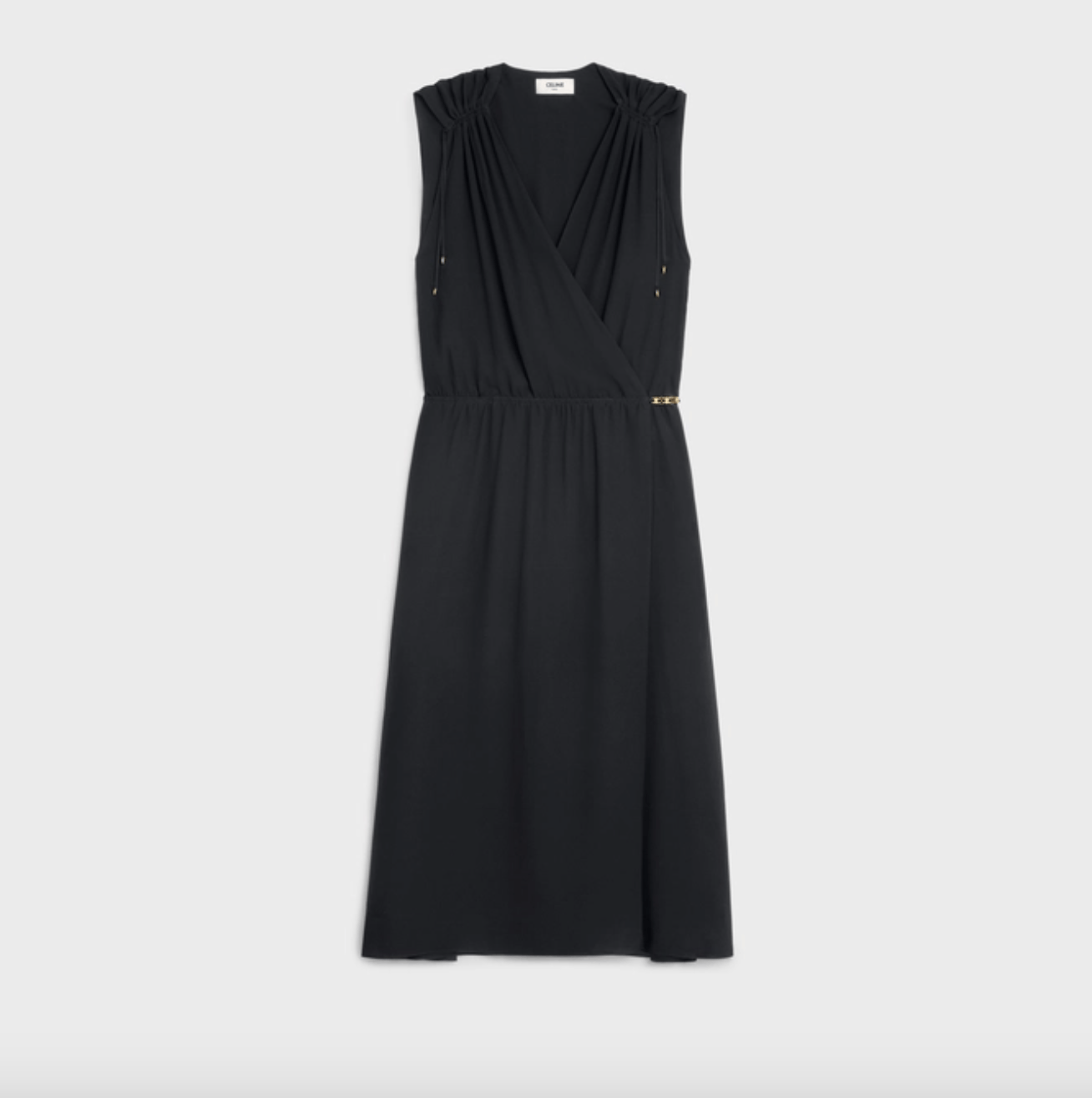 image of Celine O1W1Db10324 V-Neck Dress In Black, Women's (Size XL)