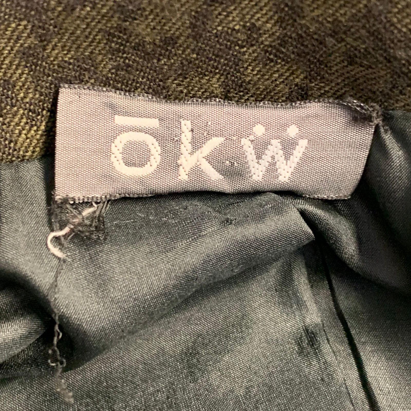 Other OKW Green Wool Button Down Houndstooth Mini Skirt Suit Size 24" / US 00 / IT 34 - 9 Thumbnail