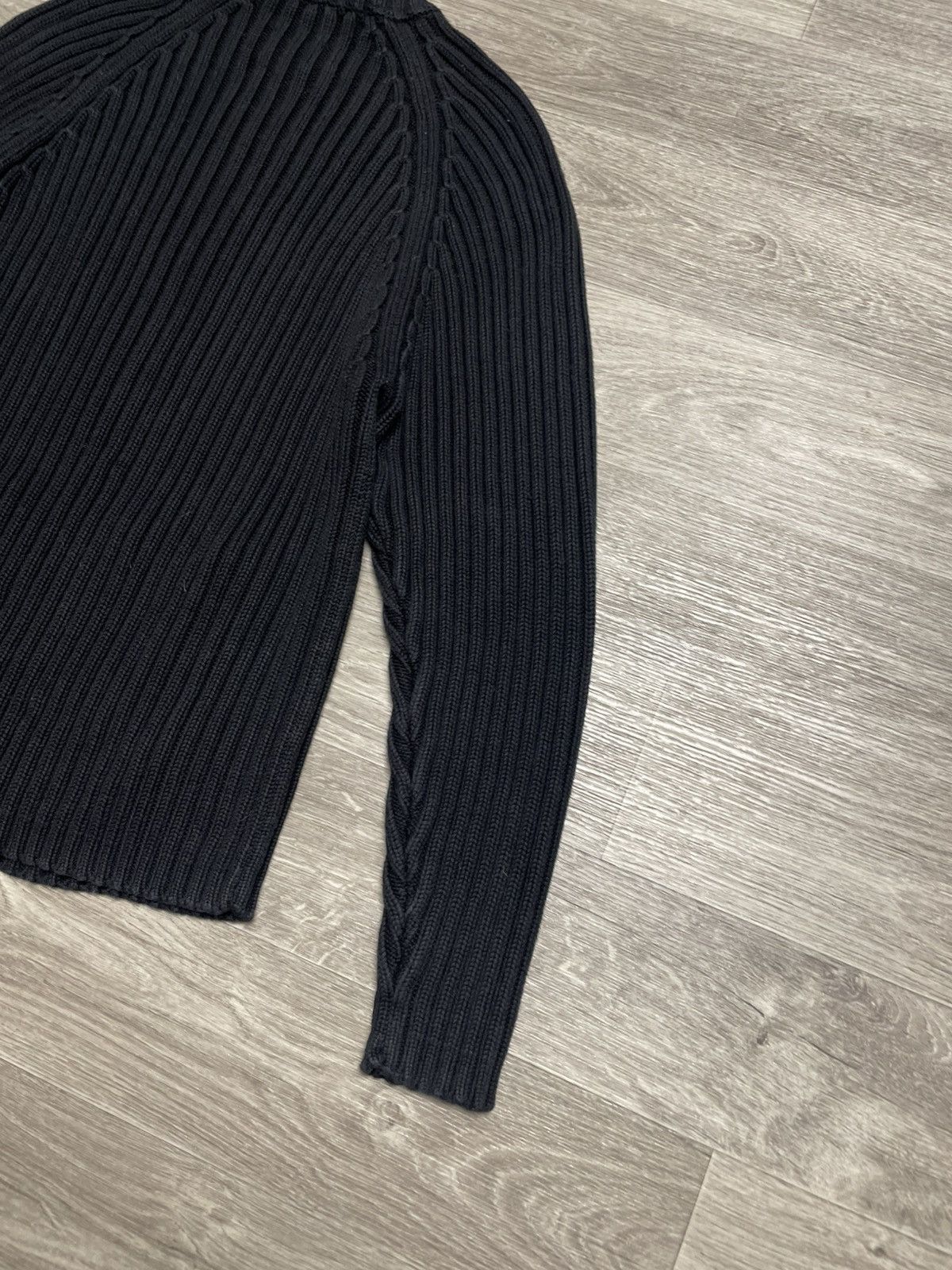 Schott Vintage Schott NYC Black Ribbed Knit Full Zip Sweater USA Size US XL / EU 56 / 4 - 19 Thumbnail
