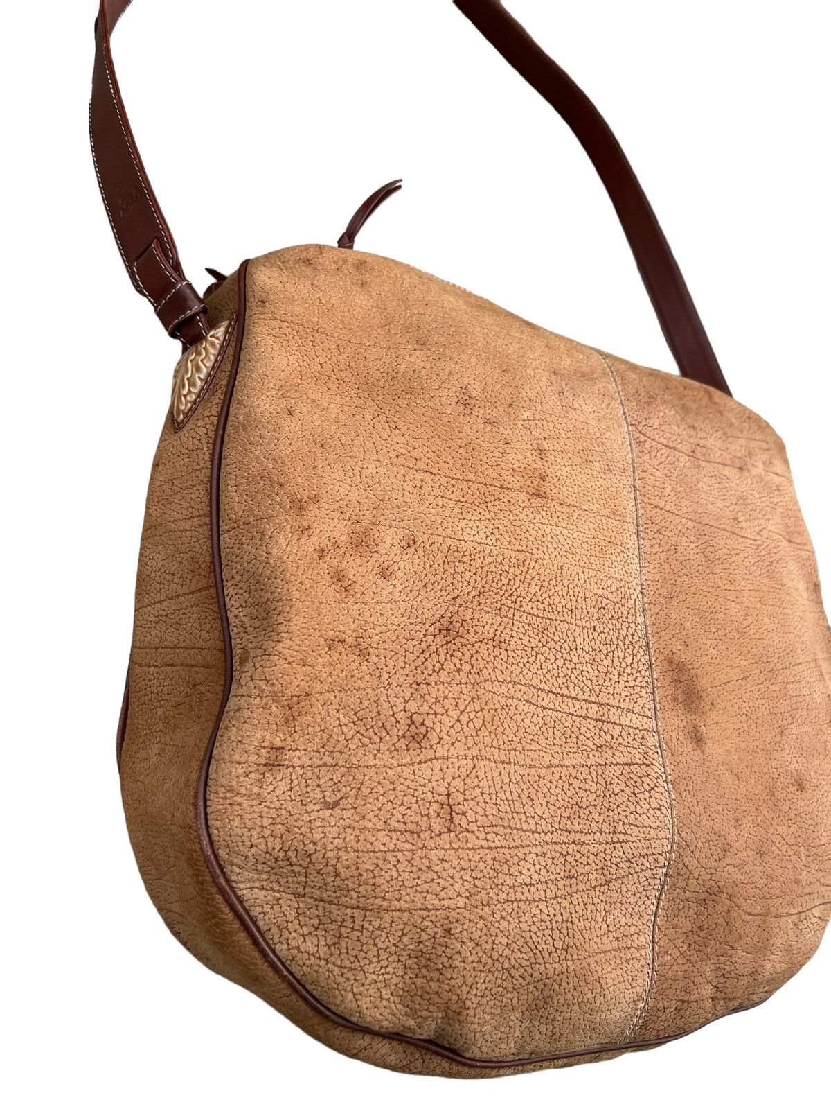 Leather Vintage LLADRO Stains Patina Huge Leather Bag Size ONE SIZE - 6 Thumbnail