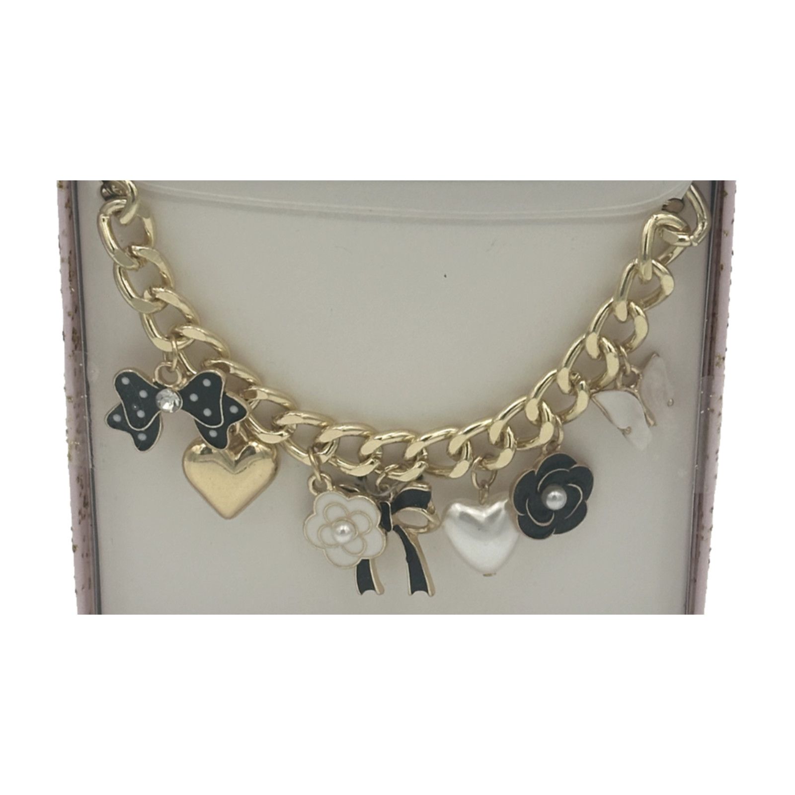 Other Celebrity Pink Necklace With Beautiful Gold, White And Black Size ONE SIZE - 2 Thumbnail
