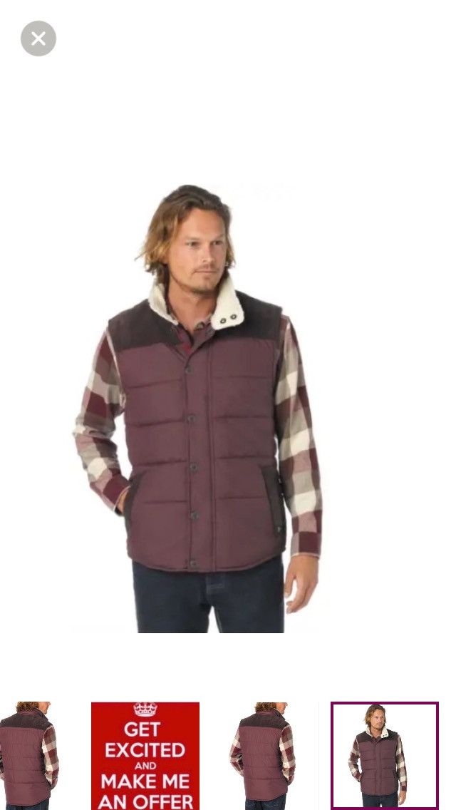 Prana Prana Waylen Mahogany puffer Vest Sherpa Collar & Corduroy Size US XXL / EU 58 / 5 - 9 Thumbnail