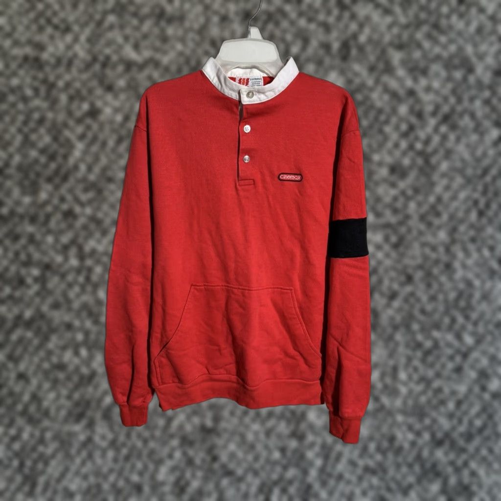 Vintage VINTAGE 80s 90s Cinemax Henley Pullover Sweatshirt M Showtime HBO Movie Channel Shirt Mens Red 3 Strikes Logo Embroidered 90s Theme Size US M / EU 48-50 / 2 - 1 Thumbnail