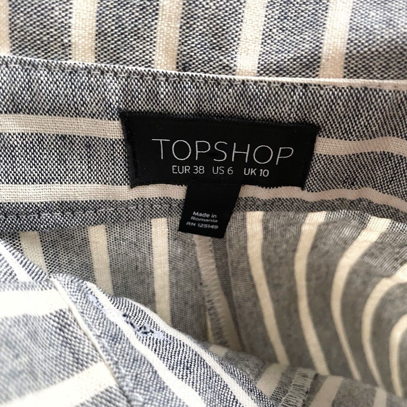 Topshop Topshop Pants Womens 6 Blue White Striped Belted Paperbag Size 28" / US 6 / IT 42 - 4 Thumbnail