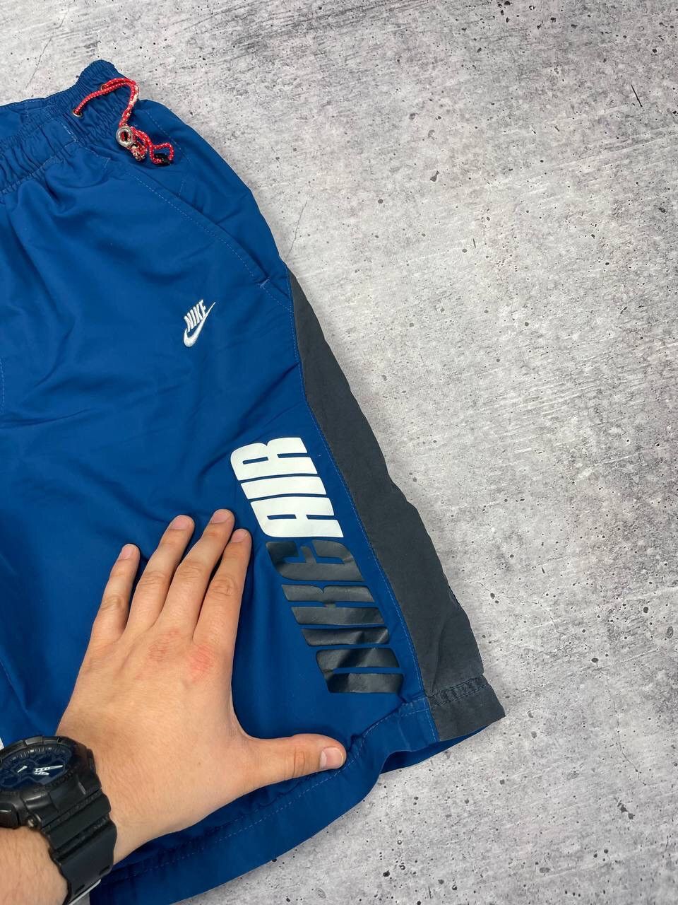 Nike × Vintage Vintage Nike 90’s Y2K Style Big Logo Drill Blue Shorts Size US 30 / EU 46 - 2 Thumbnail