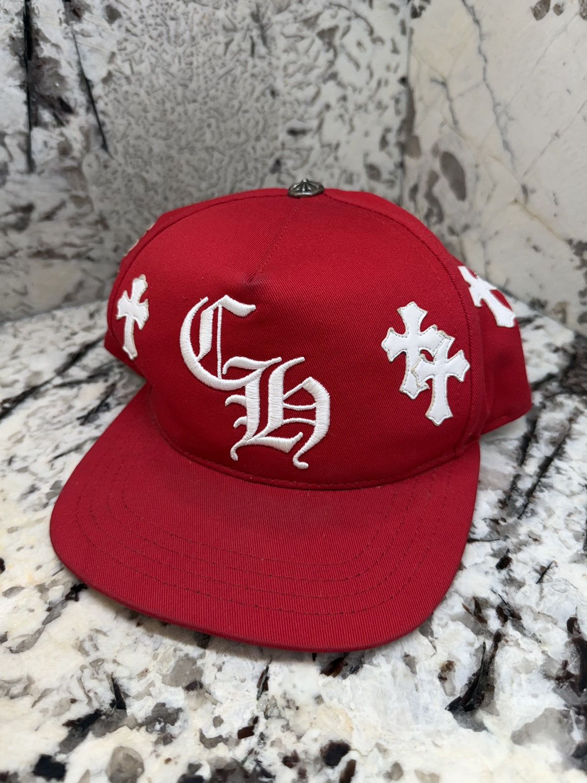 Chrome Hearts Chrome Hearts Cross Patch Hat Red White Baseball Cap Size ONE SIZE - 3 Thumbnail