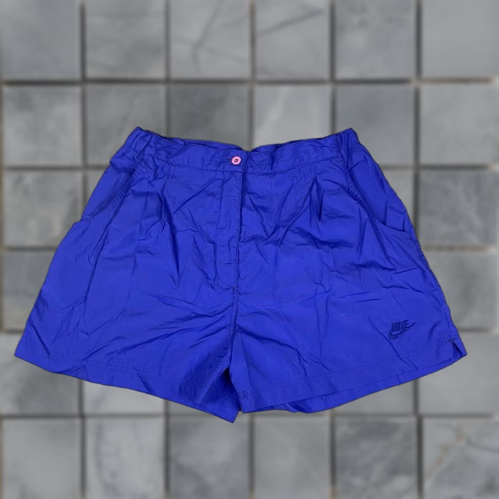 Nike VINTAGE Nike Short Nike Shorts Womens L Blue Tennis Nylon Zip Short Challenge Court Logo Retro Size 36" / US 14 / IT 50 - 1 Thumbnail