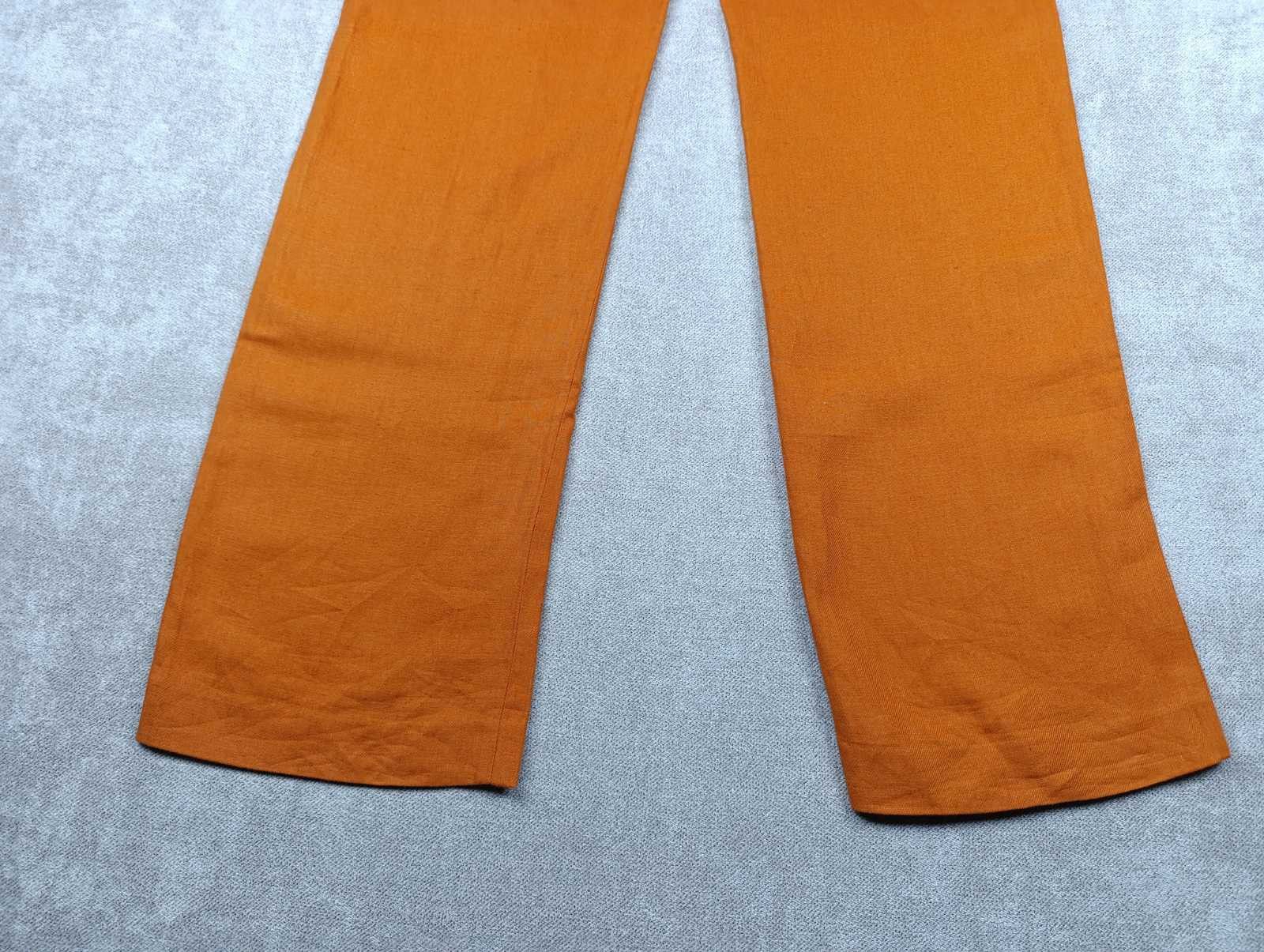 Loro Piana LORO PIANA CARSON LEATHER-TRIM LINEN PANTS IN ORANGE RUST Size 27" / US 4 / IT 40 - 16 Thumbnail