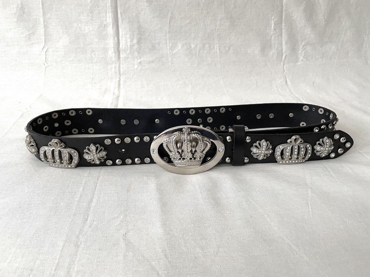B.B. Simon Crown Buckle Studded Leather Belt Size ONE SIZE - 4 Thumbnail