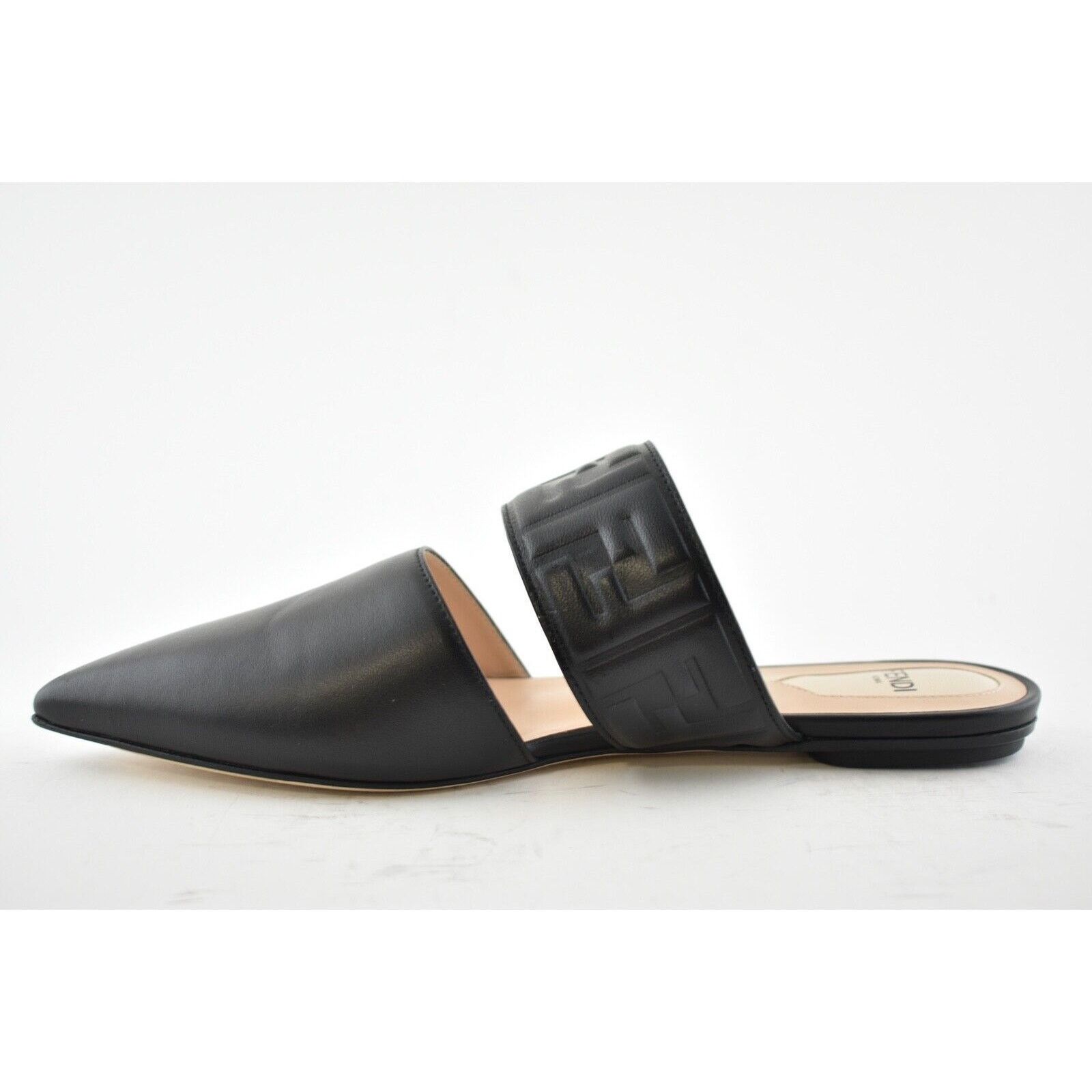 Fendi Fendi Motif FF Logo Black Leather Pointed Toe Ballerina Size US 7.5 / IT 37.5 - 8 Thumbnail