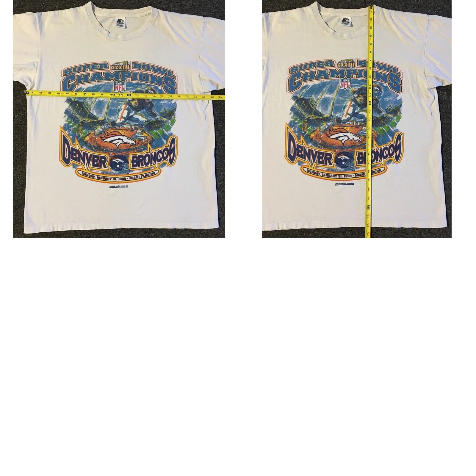 Starter VINTAGE Denver Broncos Shirt Mens S White 90s Starter Faded Super Bowl XXXIII Grunge Size US S / EU 44-46 / 1 - 9 Thumbnail