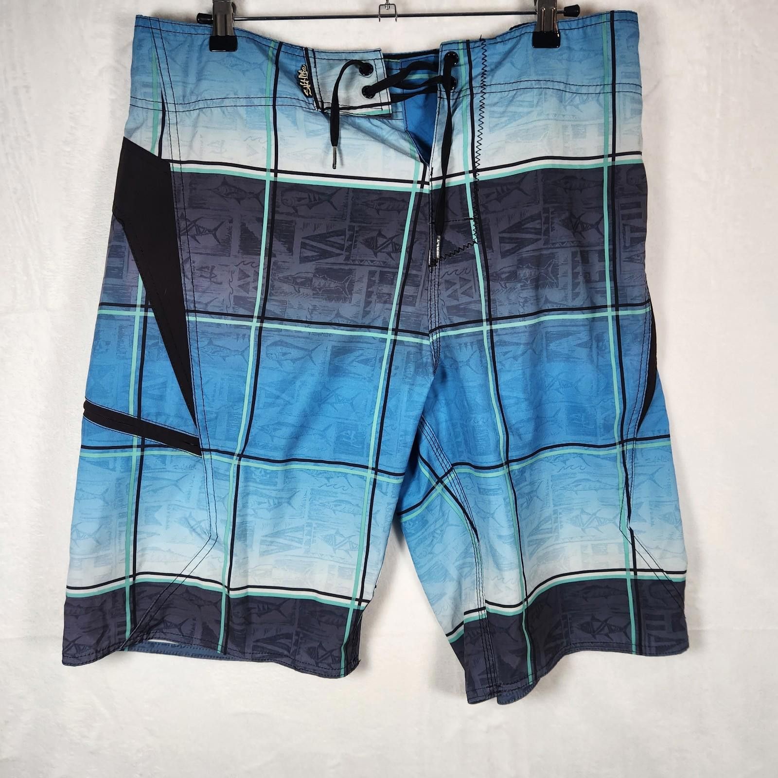 Designer Salt Life Vapor Stretch Board Shorts Blue Mens Size 34 Size US 32 / EU 48 - 1 Thumbnail