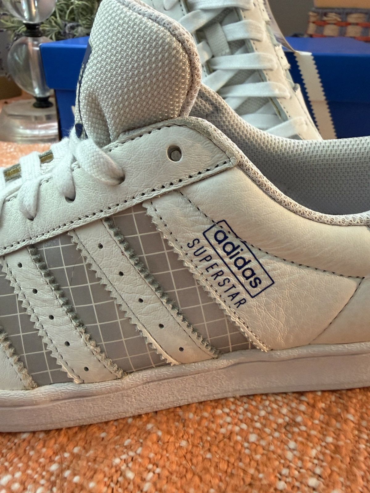 Adidas White On Blue Adidas Superstar Sample size 9 new Size US 9 / EU 42 - 3 Thumbnail