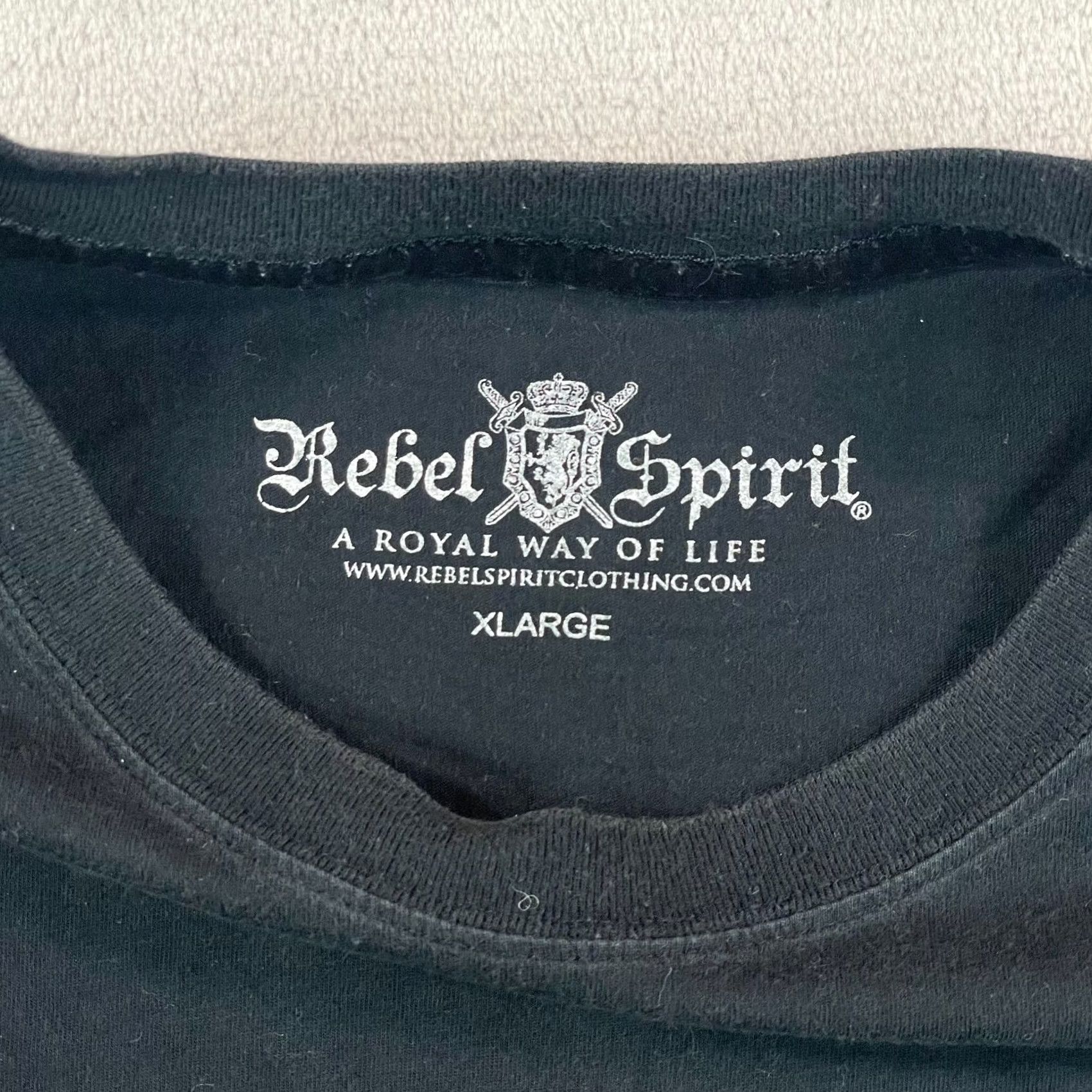 ESPIRIT VINTAGE Rebel Spirit T-Shirt Men XL Black Fleur De Lis Embroidered Applique Short Sleeve Crew Neck Graphic Print Size US XL / EU 56 / 4 - 2 Thumbnail