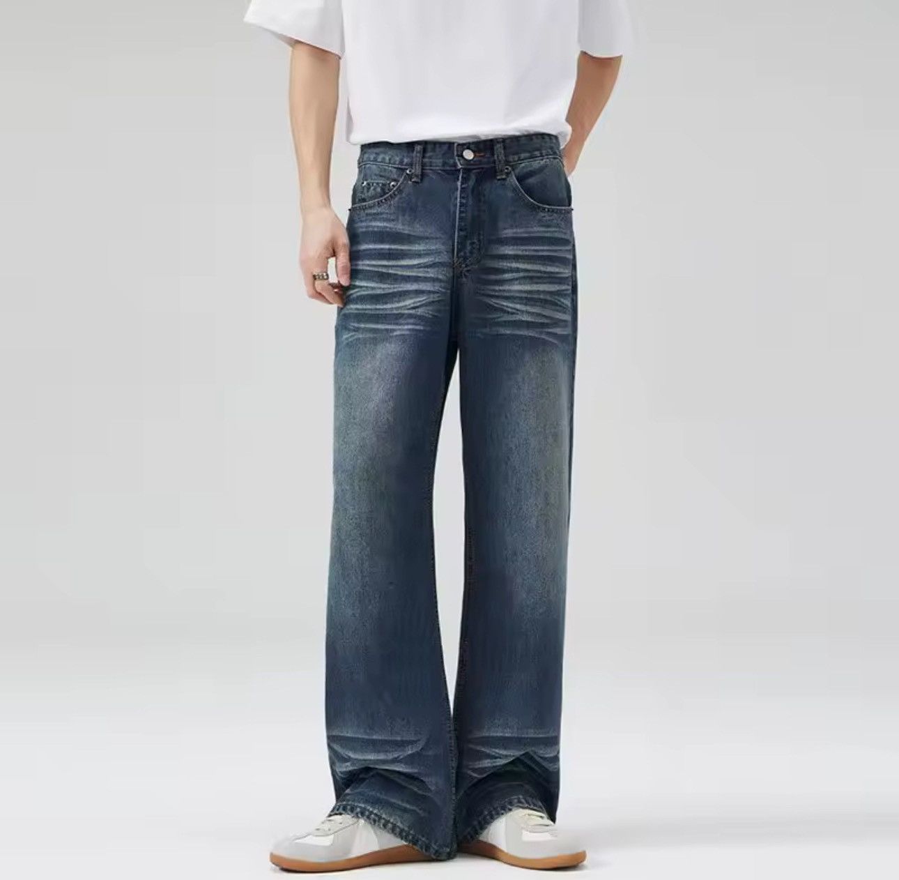 Jean Streetwear Flared Bootcut Casual Navy Blue Jeans Y2k Size US 30 / EU 46 - 6 Thumbnail