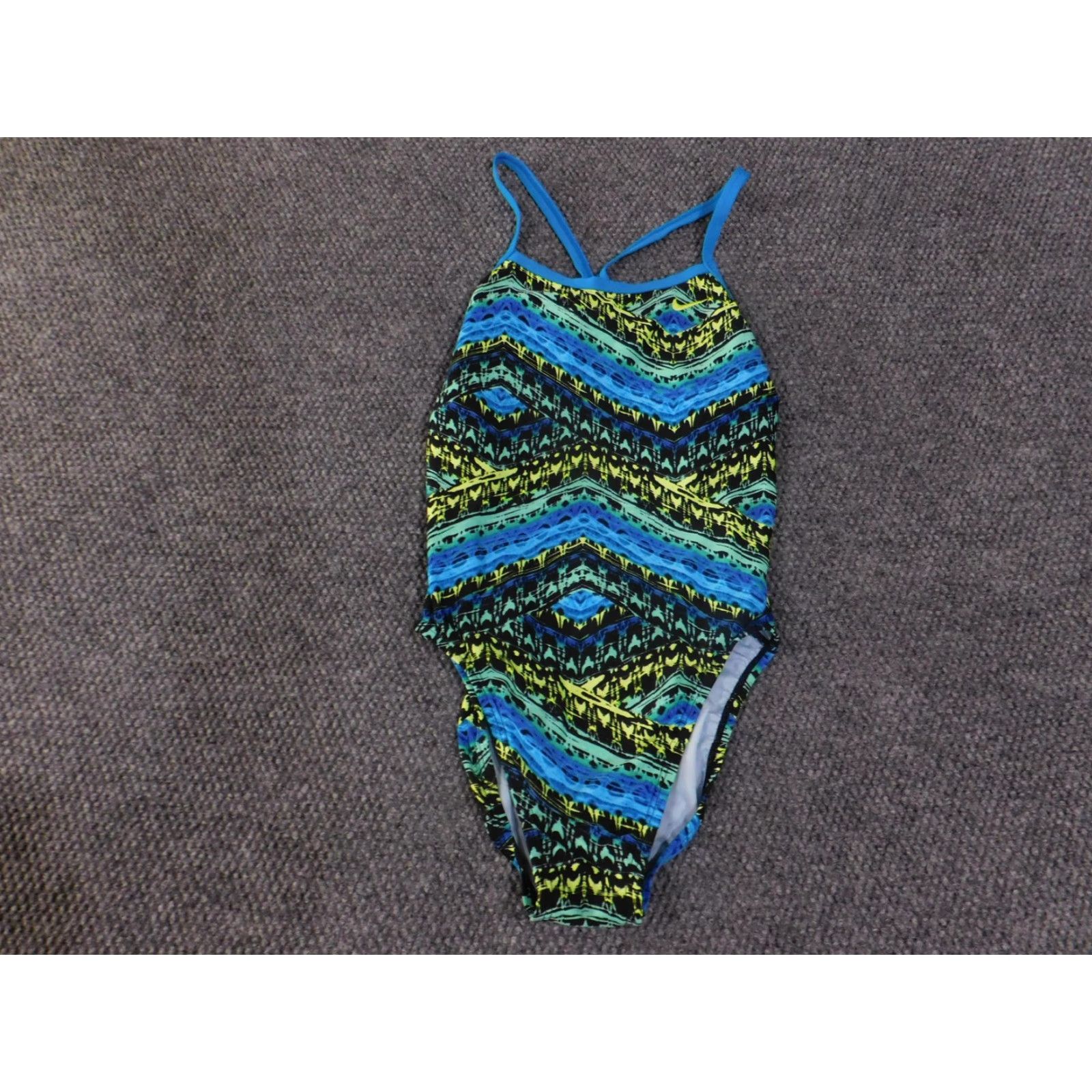 Nike Nike Swimsuit Womens 36 Blue Green Black Performance Poly Swim NESS5013 Training Size ONE SIZE - 2 Thumbnail