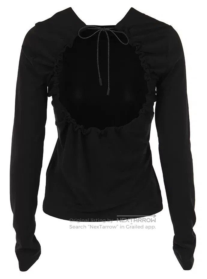 Maison Margiela Black Open-Back Long Sleeve Top. Size XS / US 0-2 / IT 36-38 - 2 Thumbnail