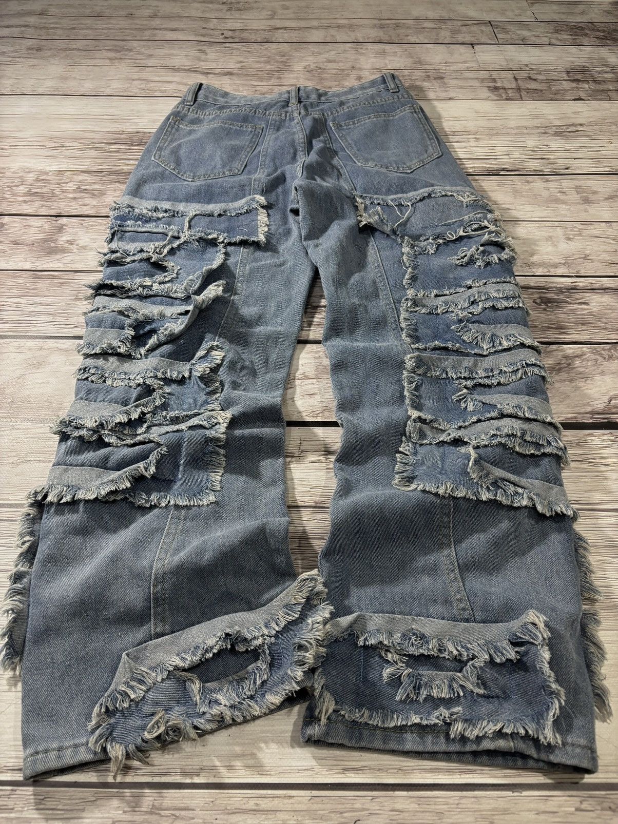 ❤️0OPIUM BALENCIAGA DISTRESSED WASHED BONDAGE BAGGY JEANS