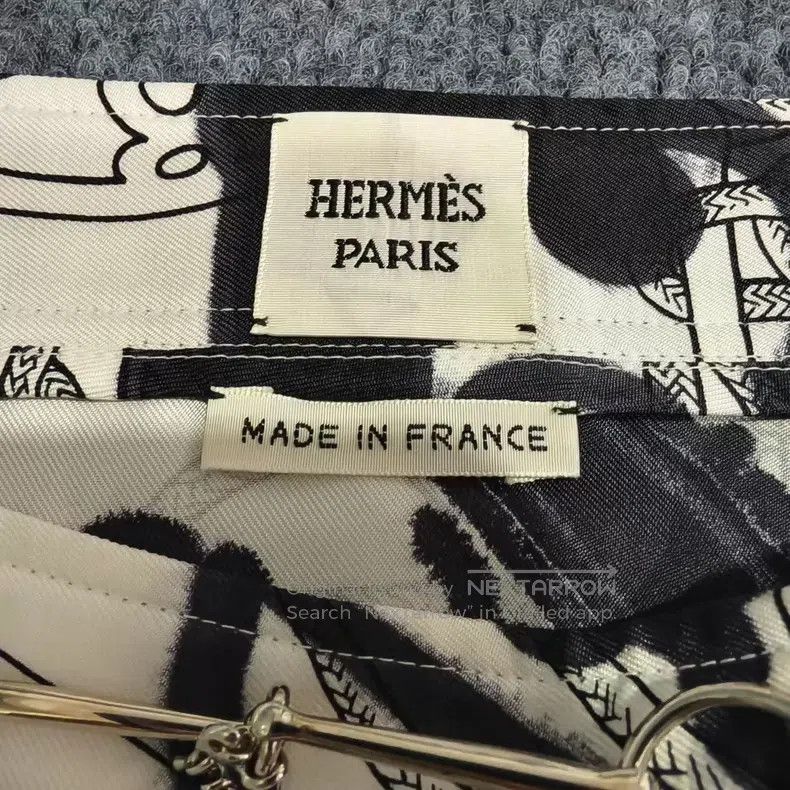 Hermes Hermes Black and White Watercolor Pig Nose Pattern Skirt Size 24" / US 00 / IT 34 - 3 Thumbnail