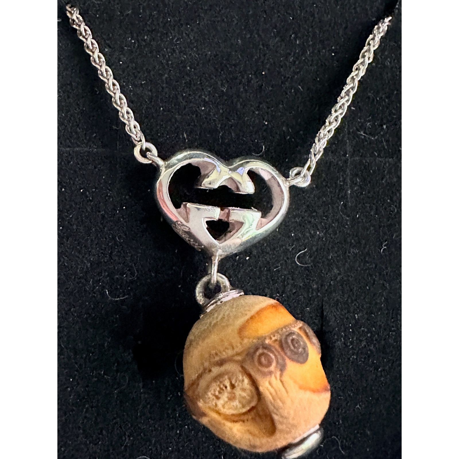 Gucci Gucci Silver G Interlocking Heart Bamboo Necklace Size ONE SIZE - 14 Thumbnail