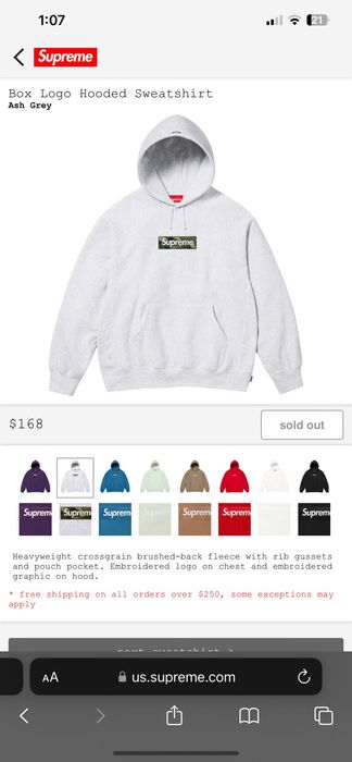 Supreme XL Supreme Ash Grey Box Logo Hoodie FW23 | Grailed