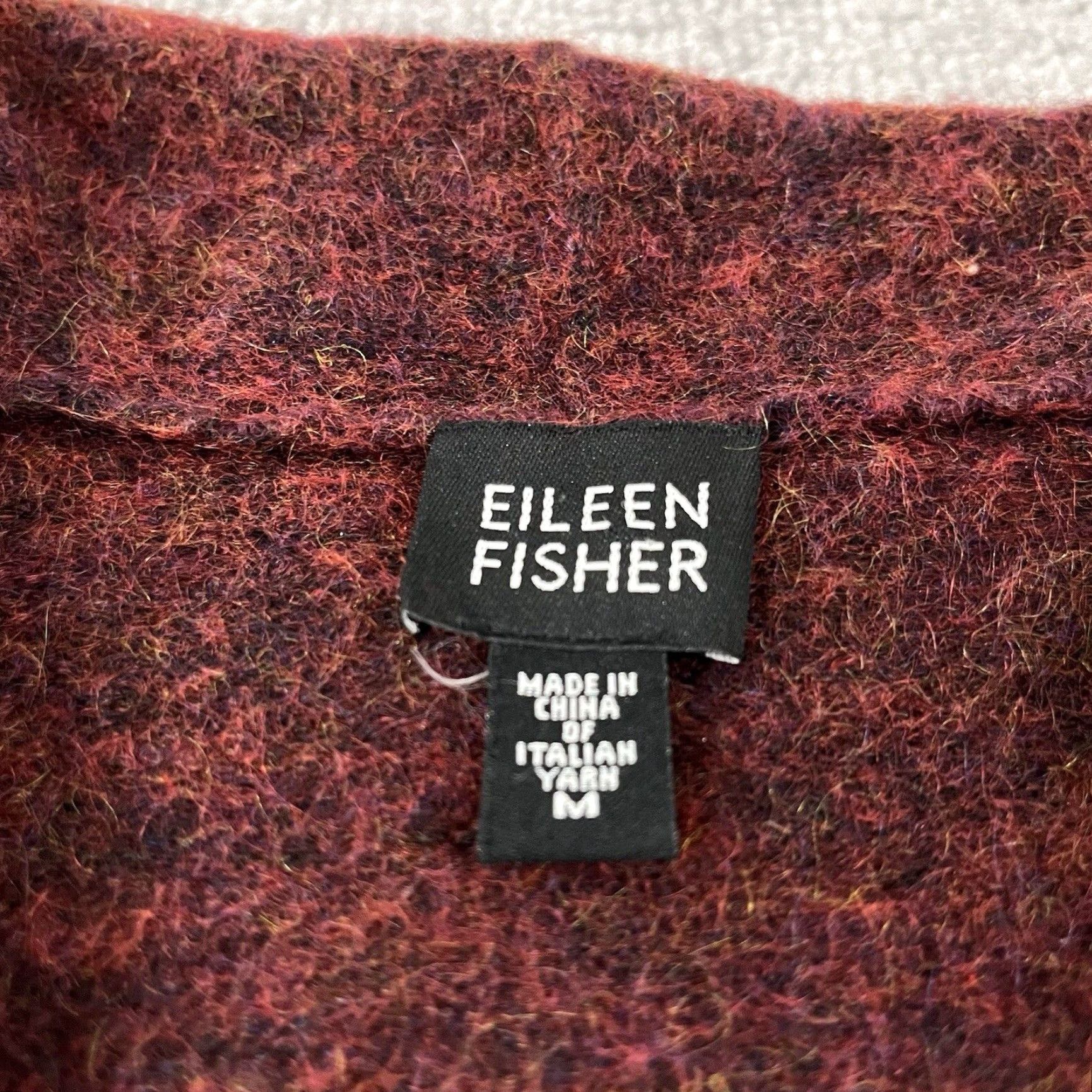 Eileen Fisher EILEEN FISHER Sweater Womens M Dark Red Wool Mohair Open Front Pullover Size M / US 6-8 / IT 42-44 - 2 Thumbnail