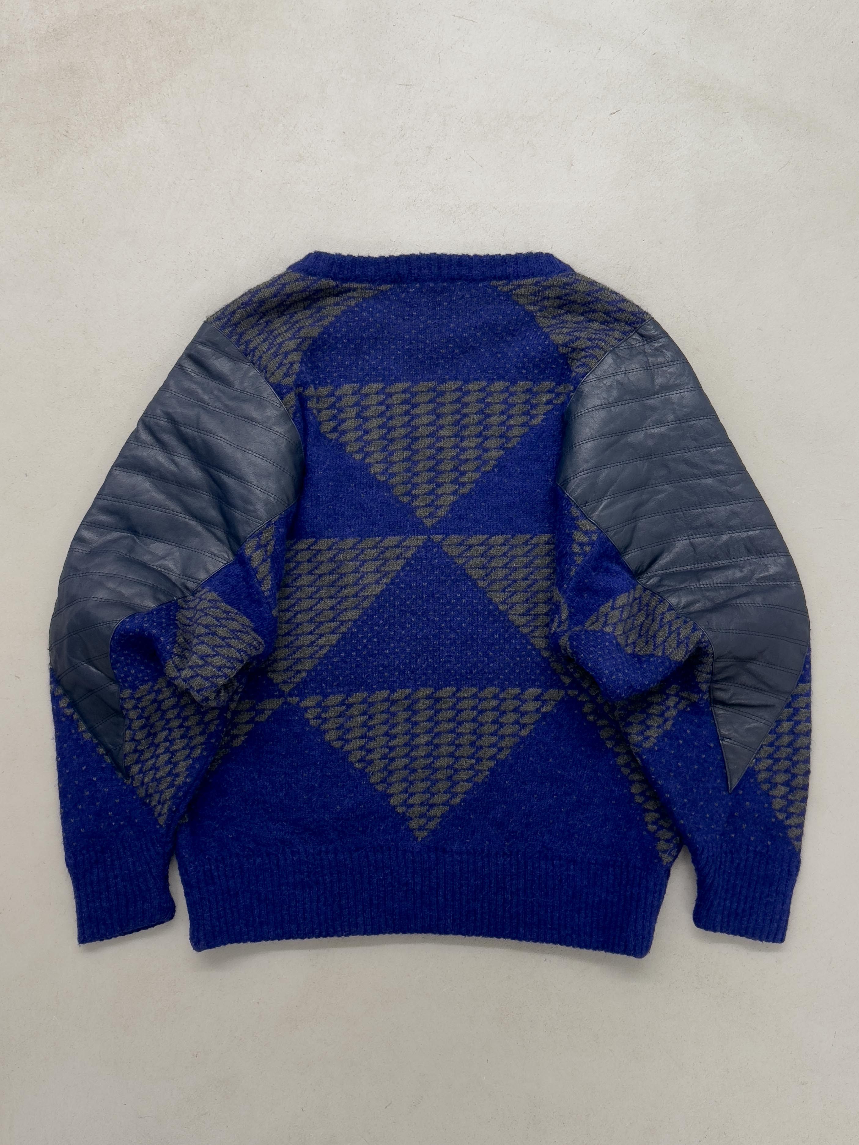 Issey Miyake Issey Miyake 1970s Archive Leather Patch Wool Sweater Size US M / EU 48-50 / 2 - 7 Thumbnail