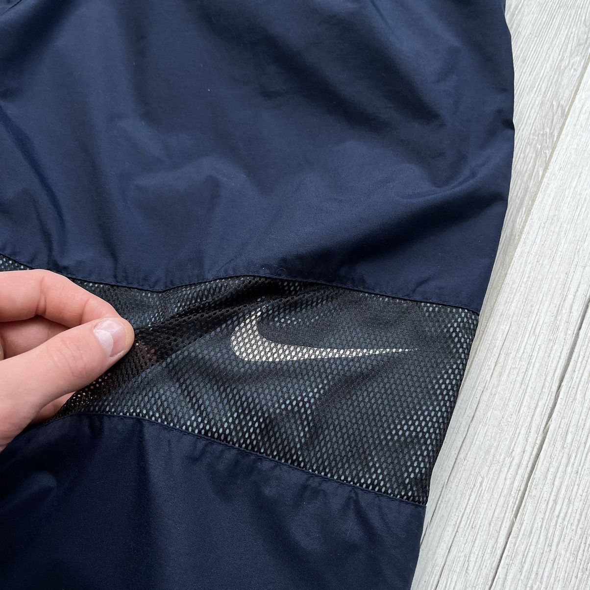 Nike × Vintage Nike Vintage 00s Wide Nylon Mesh Y2K Swoosh Track Pants Blue Size US 34 / EU 50 - 8 Thumbnail