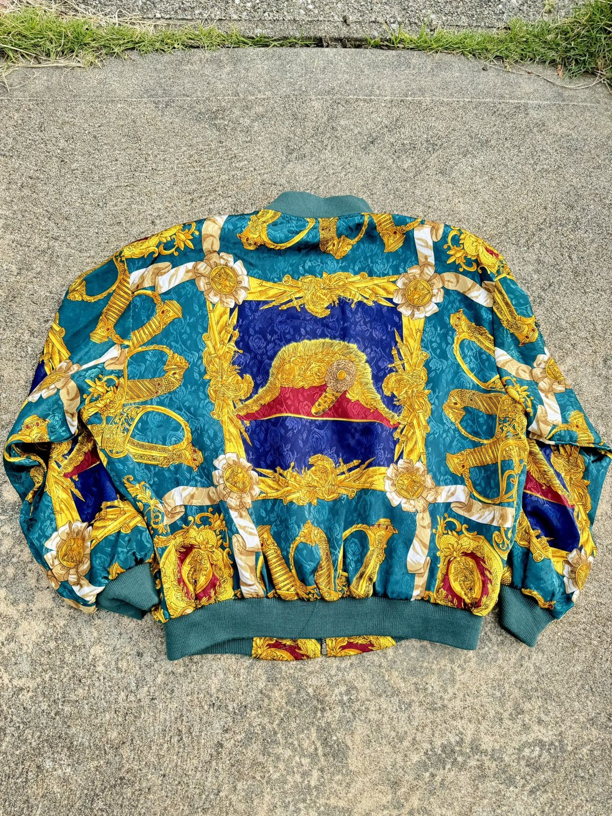 Designer × Vintage 80’s Vintage Versace Style Silk Bomber Jacket Size US M / EU 48-50 / 2 - 5 Thumbnail