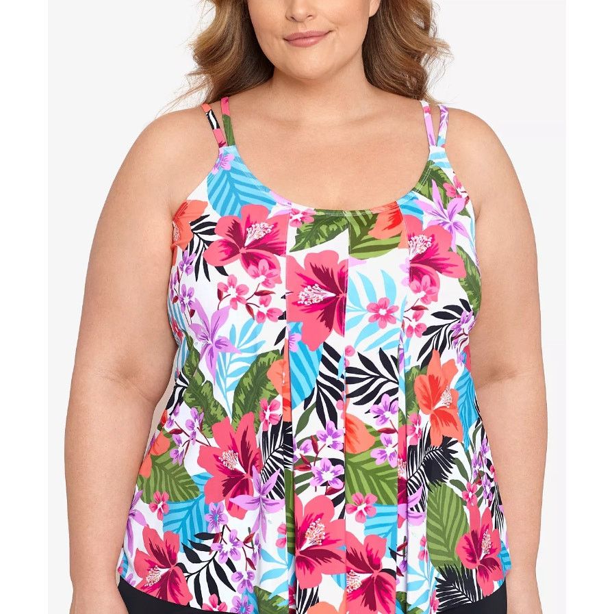 Other SWIM SOLUTIONS Plus Size Pleated-Front Double-Strap Top 16W Size XXL / US 16-18 / IT 52-54 - 1 Thumbnail